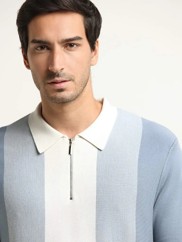 Ascot Blue Striped Relaxed Fit T-Shirt