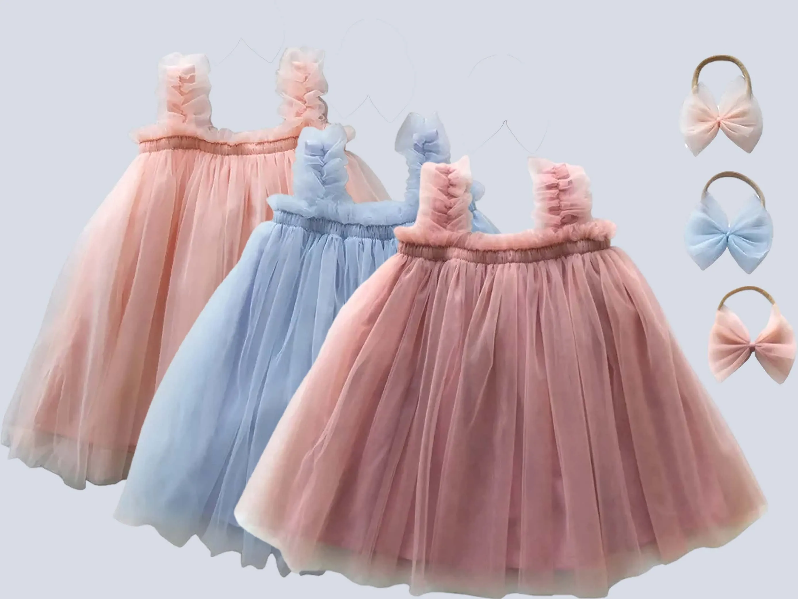 Baby Blue Tulle Dress, Princess dress, Flower Girl outfit , First Birthday outfit