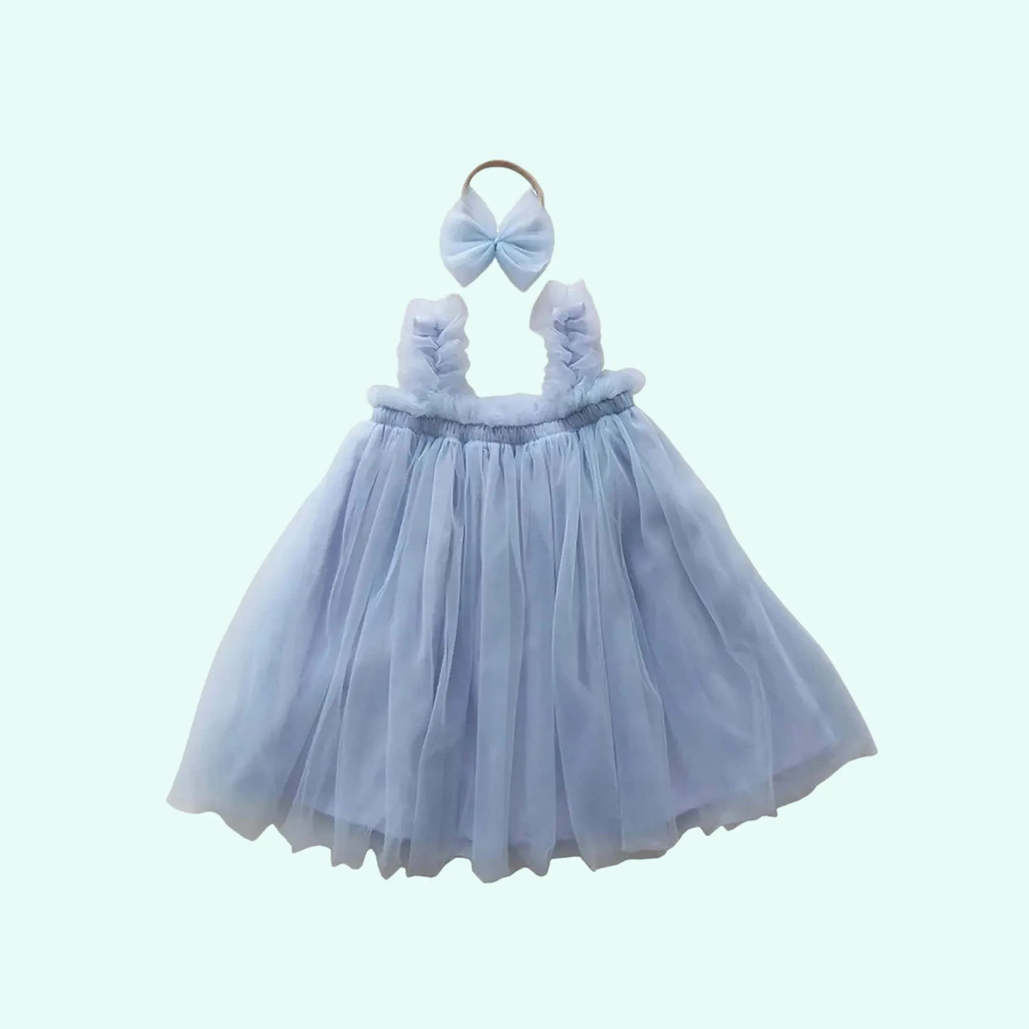 Baby Blue Tulle Dress, Princess dress, Flower Girl outfit , First Birthday outfit