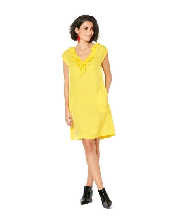 Burda Pattern 6221  Dress – Sleeveless – V-Neck
 with Flounce – Casual Cut