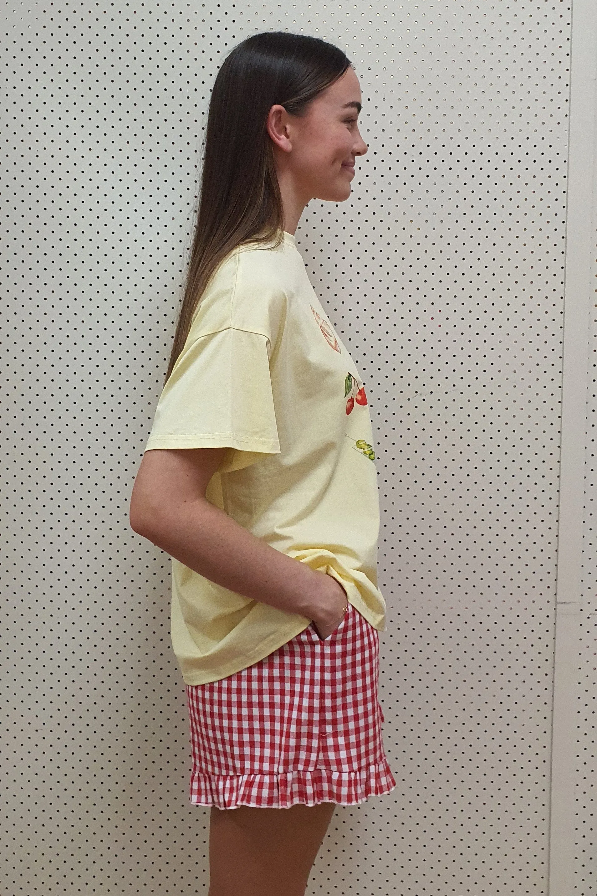 By Frankie - Summer Assortment T Shirt Set, Yellow/Red Gingham