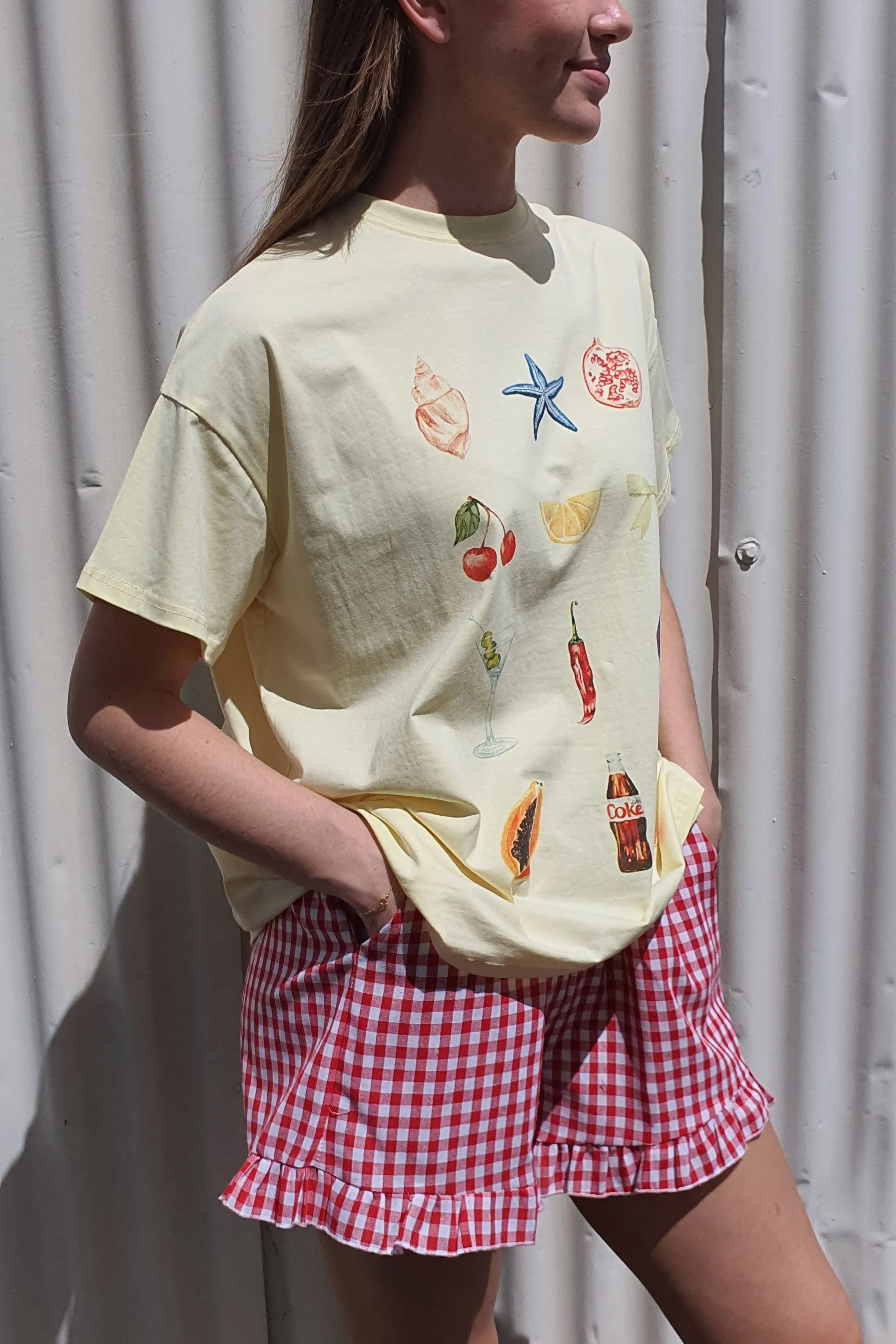 By Frankie - Summer Assortment T Shirt Set, Yellow/Red Gingham