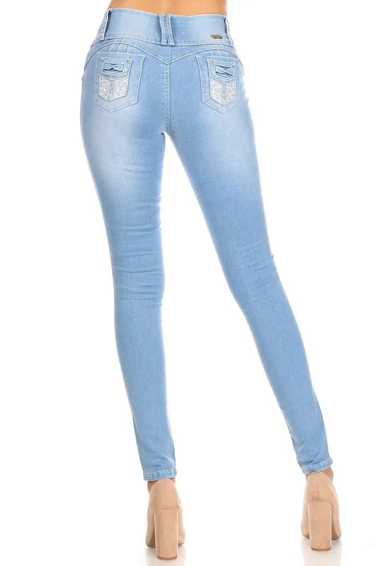 Celeste Distressed High Rise Jeans With Detailed Pockets