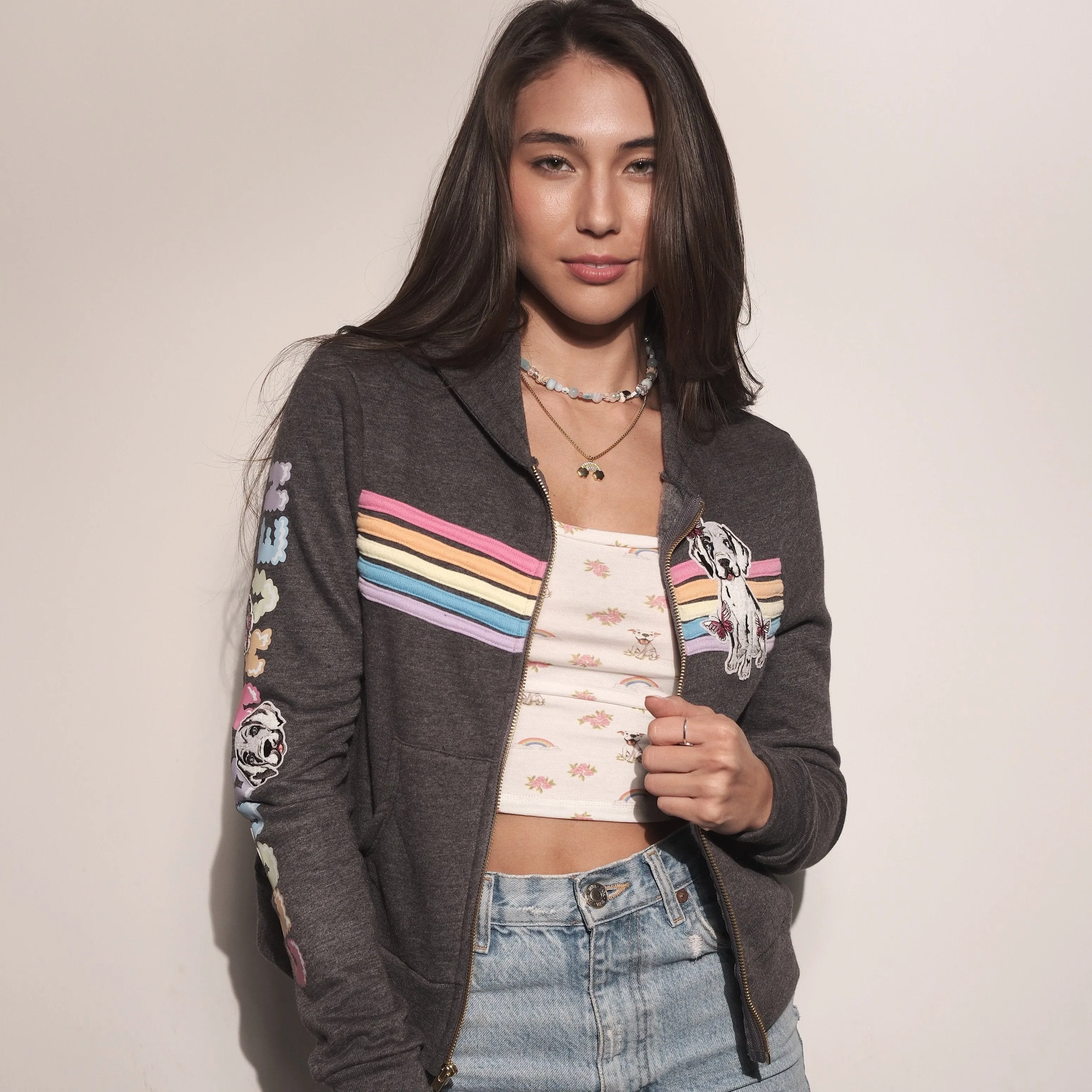 Cloud Haven Rainbow Dane Hoodie Charcoal