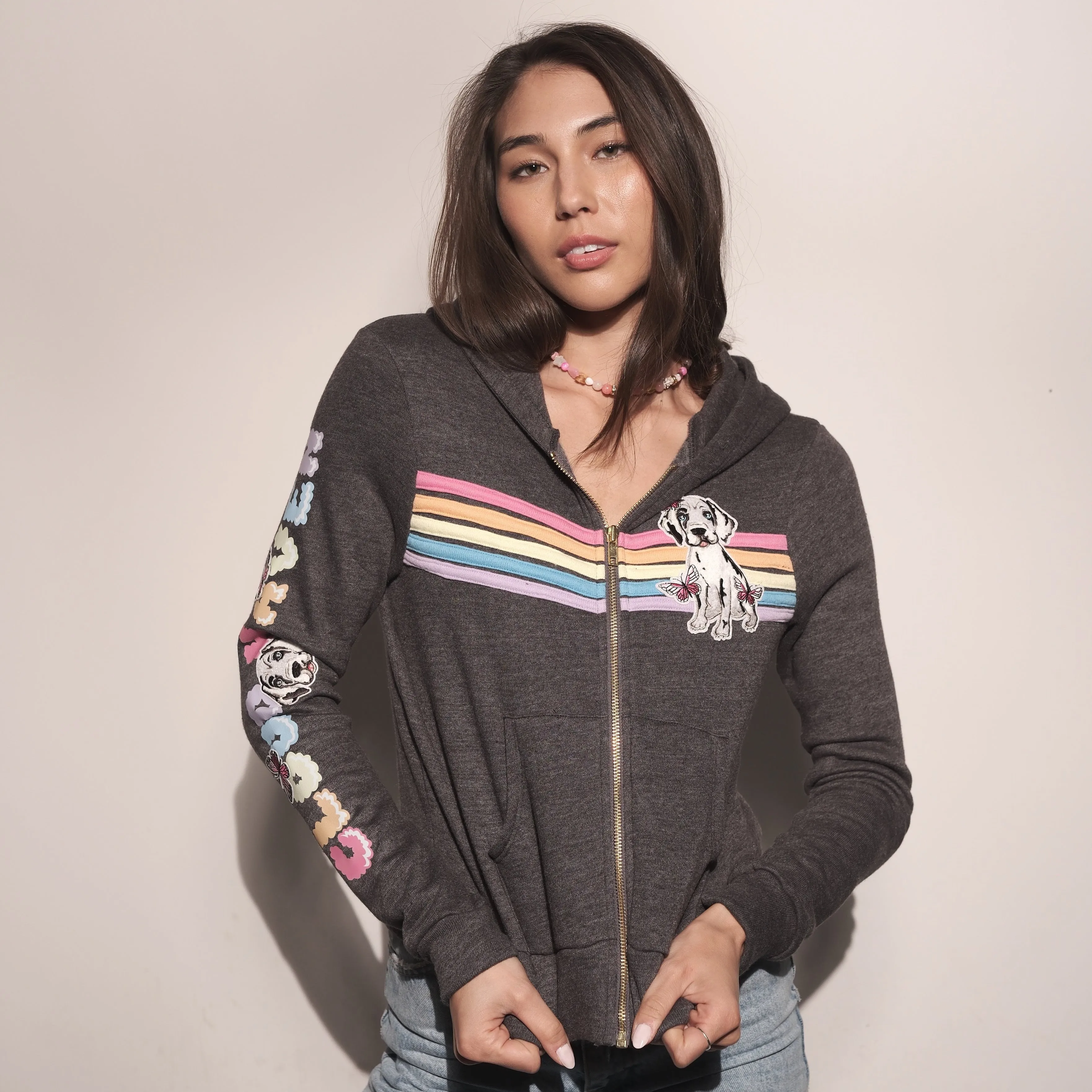 Cloud Haven Rainbow Dane Hoodie Charcoal