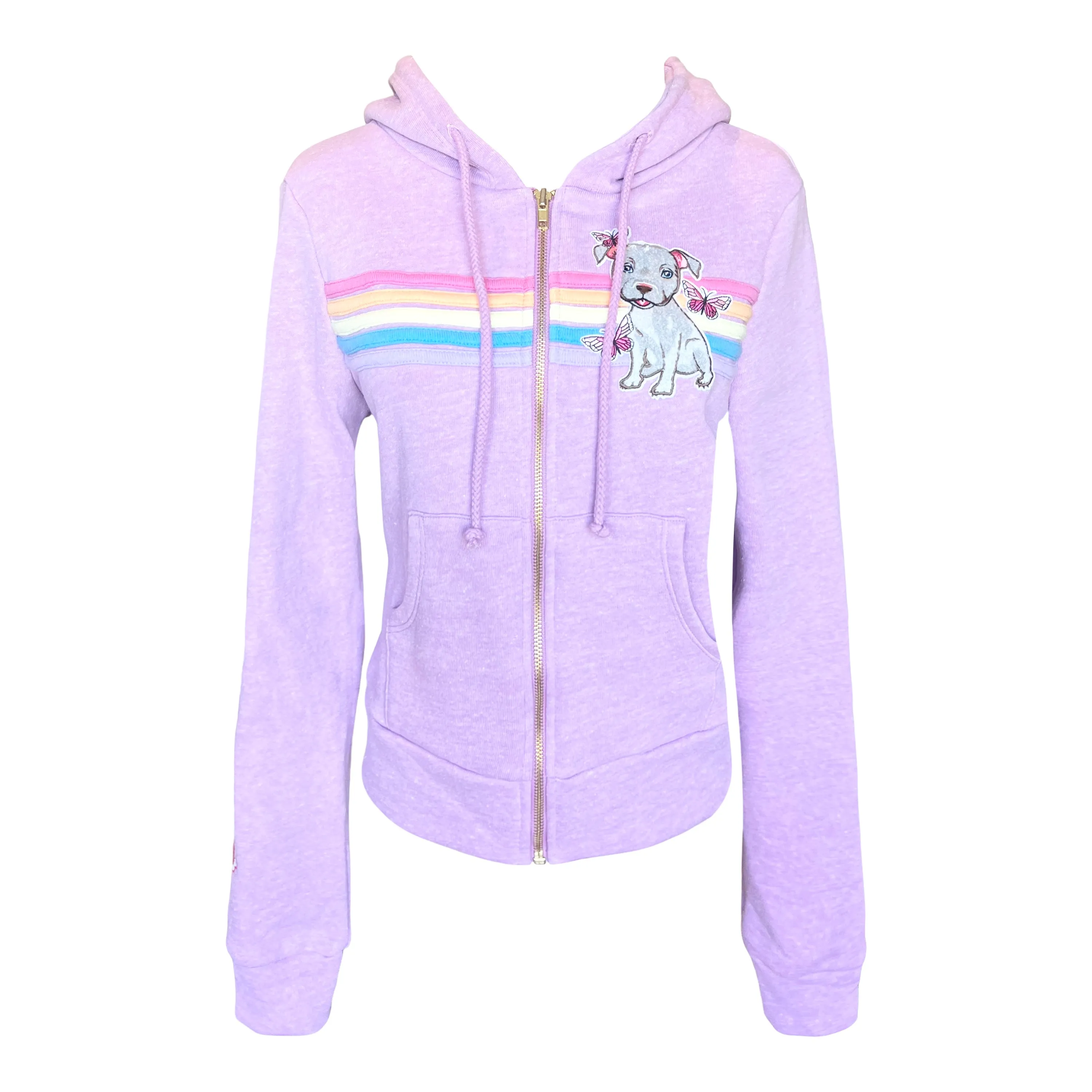 Cloud Haven Rainbow Pittie Hoodie Pink Mauve