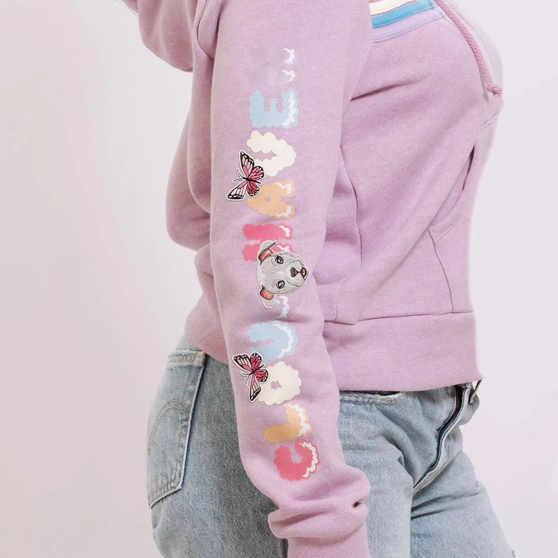 Cloud Haven Rainbow Pittie Hoodie Pink Mauve