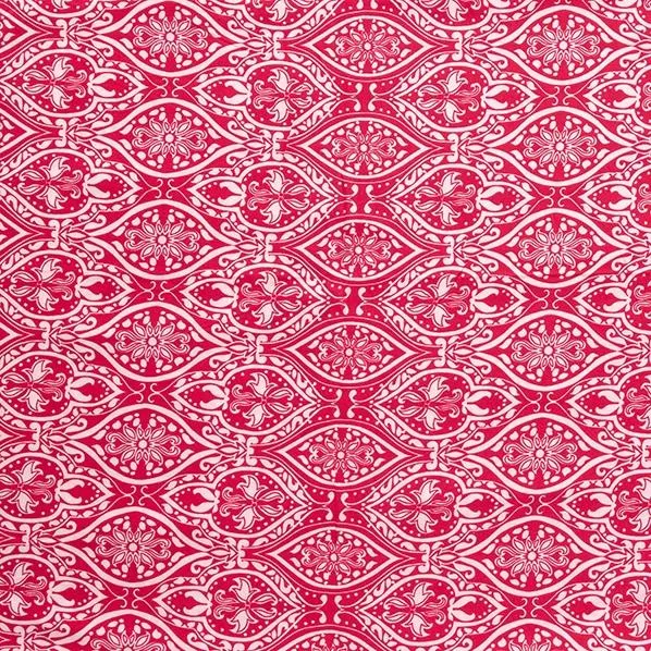 Creatives Rayon Fabric, Red Paisleys- Width 130cm