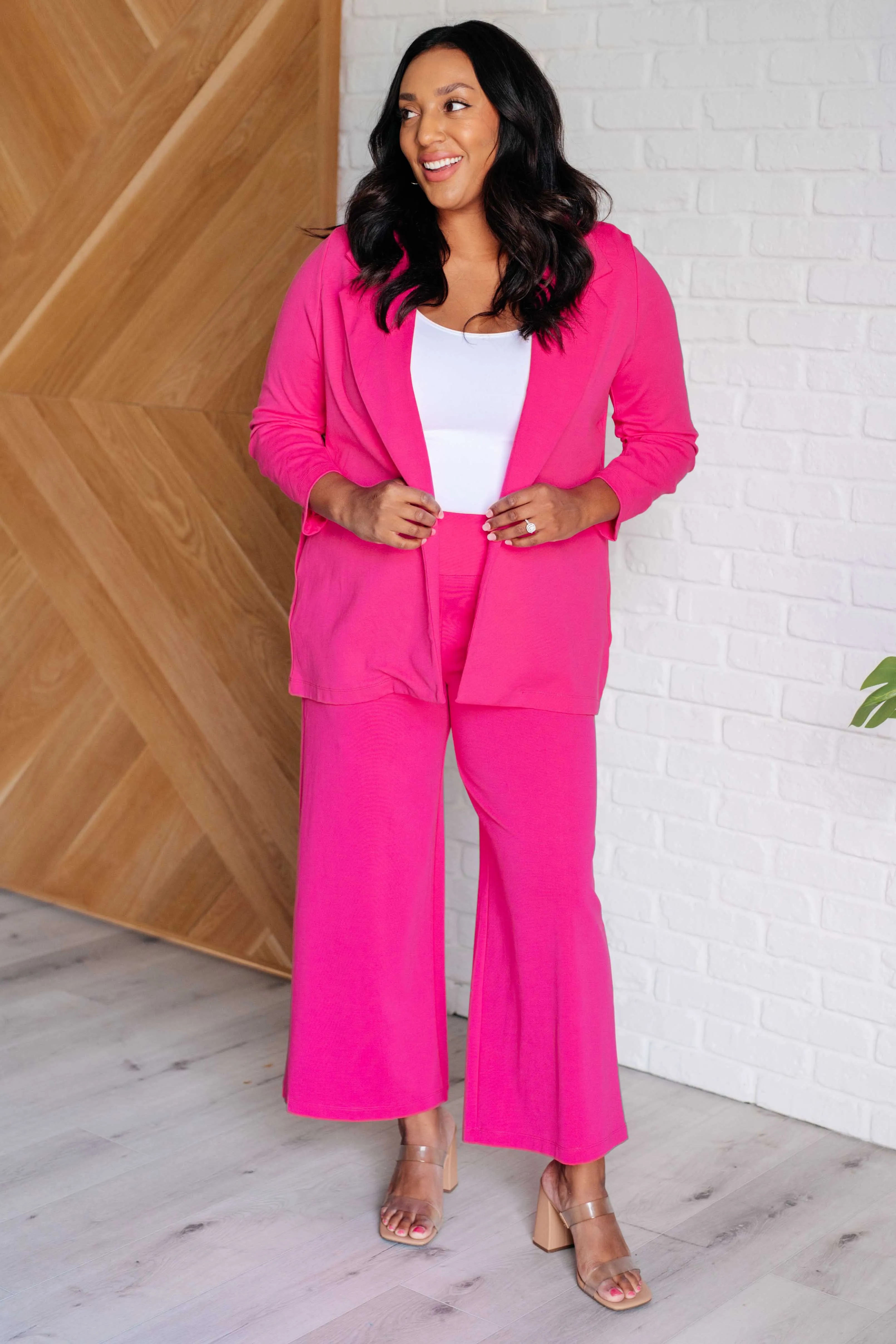 Dear Scarlett Magic 3/4 Blazer in Hot Pink