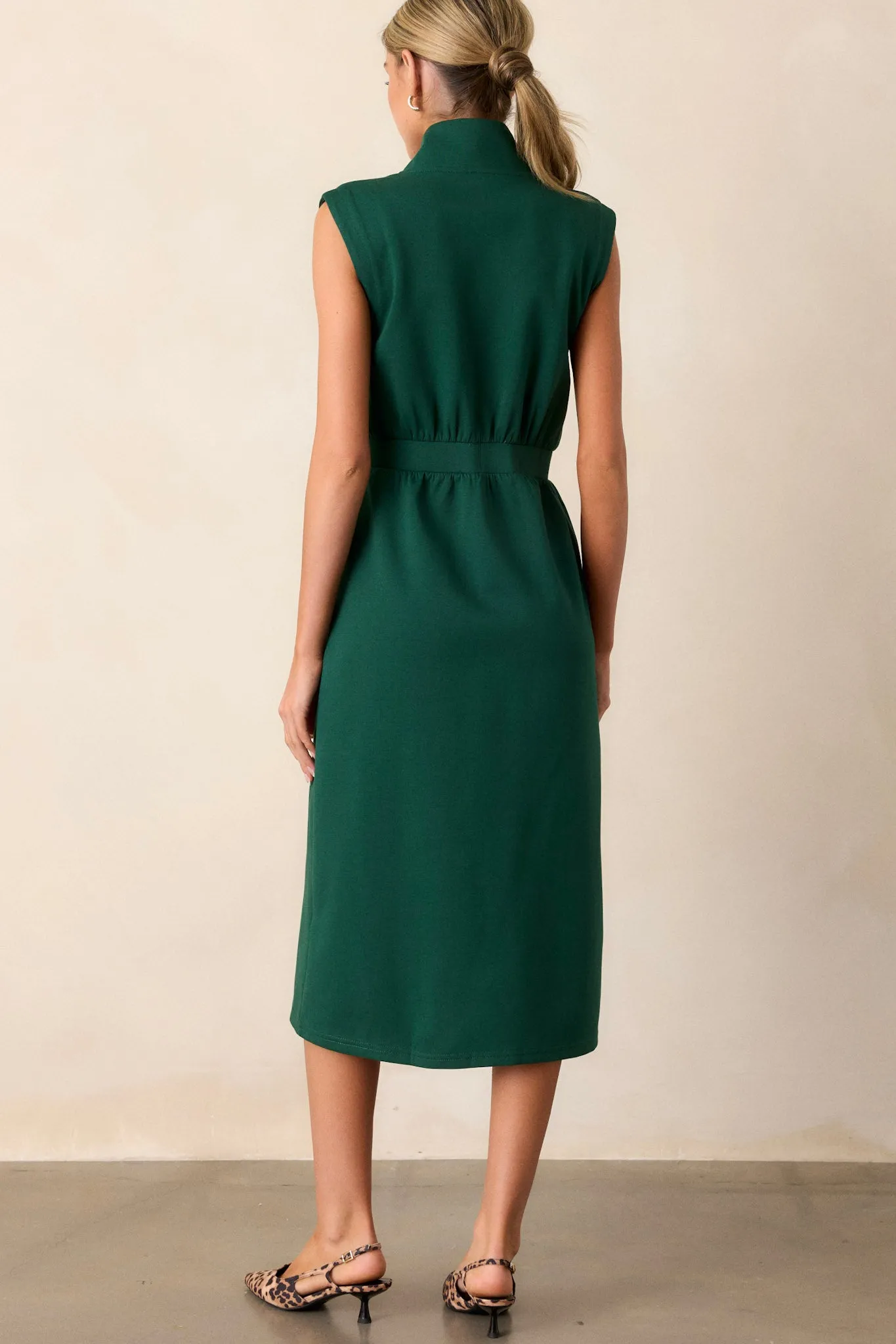 Distant Sun Hunter Green Sleeveless Midi Dress