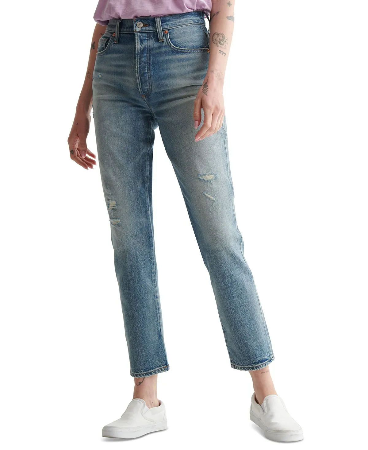 Distressed High Rise Mom Jeans by Drew Lucky Brand