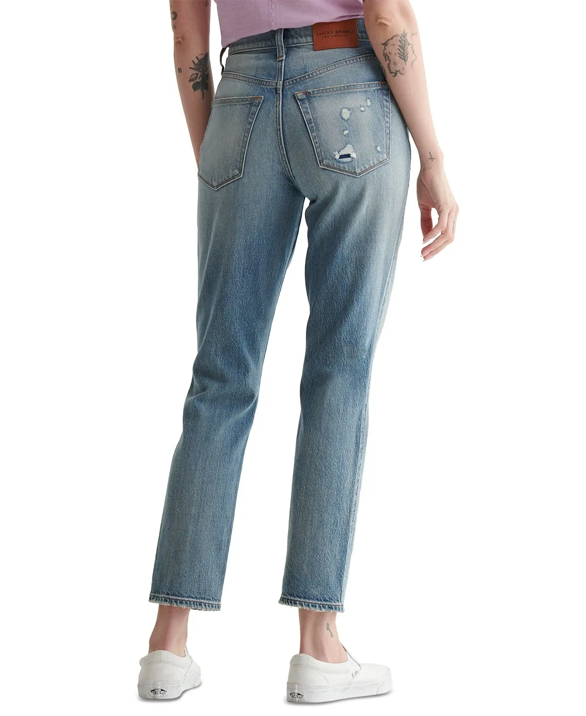 Distressed High Rise Mom Jeans by Drew Lucky Brand