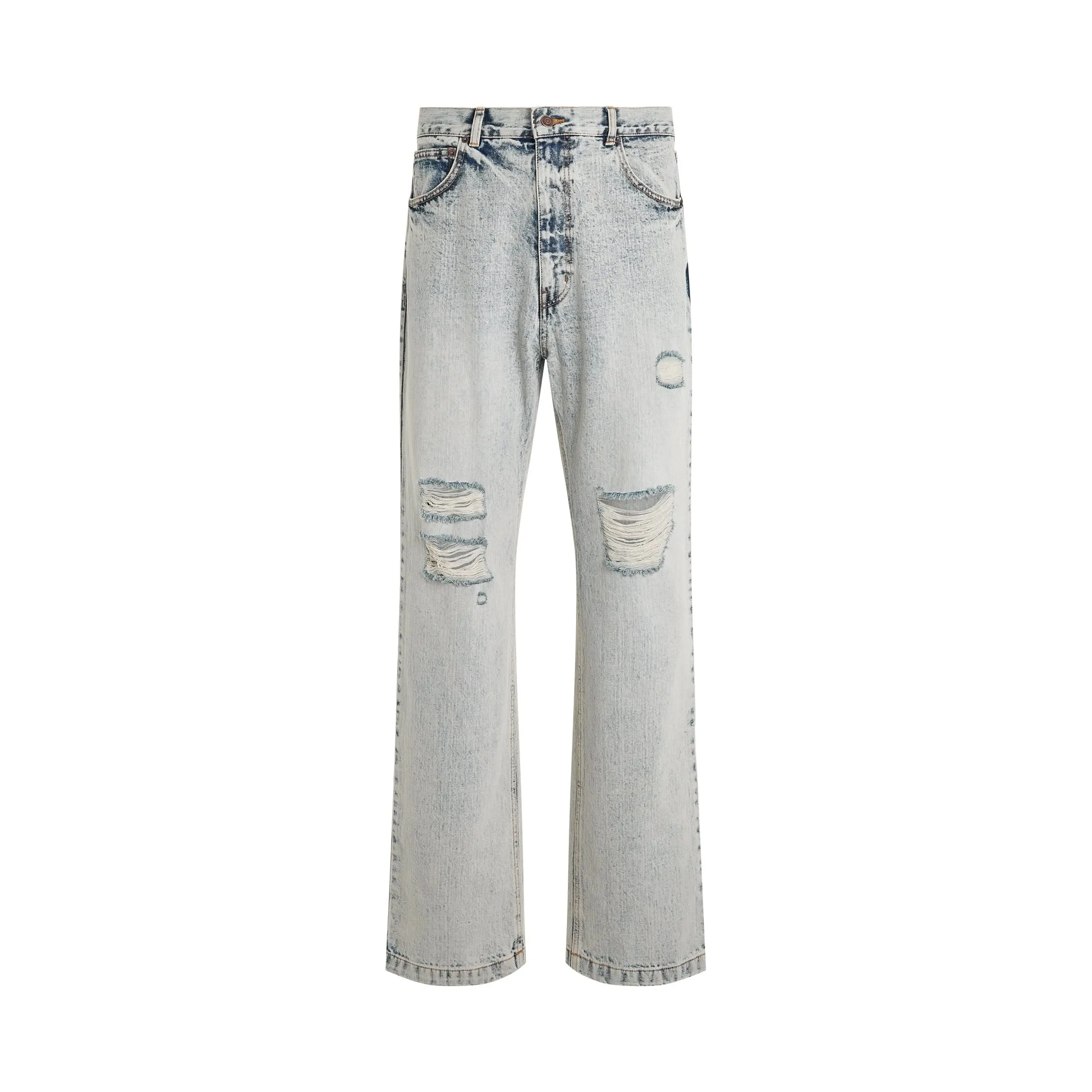 Distressed Low-rise Denim Jeans in Ice