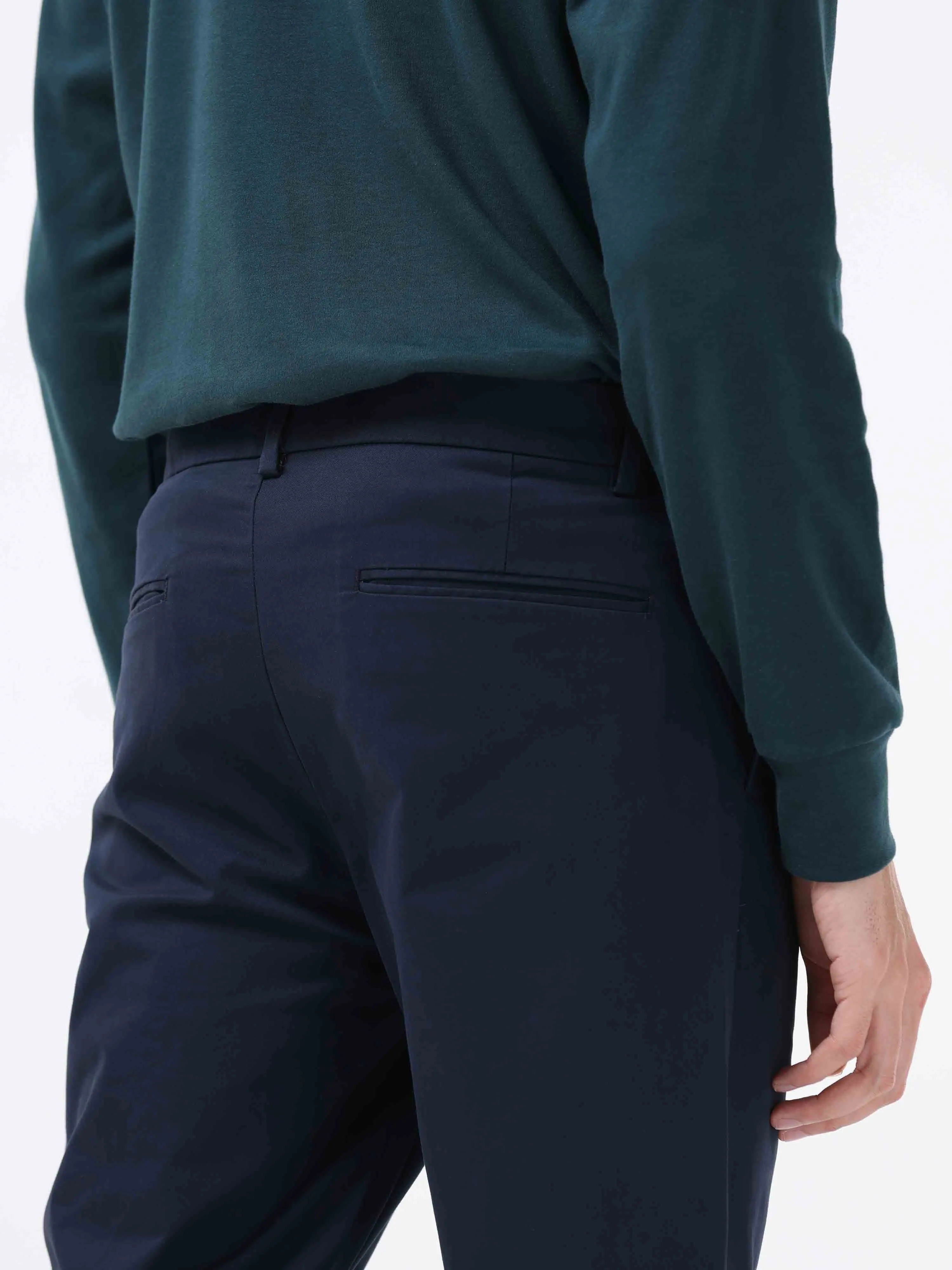 Essential Pleated Navy Fine Twill Pant