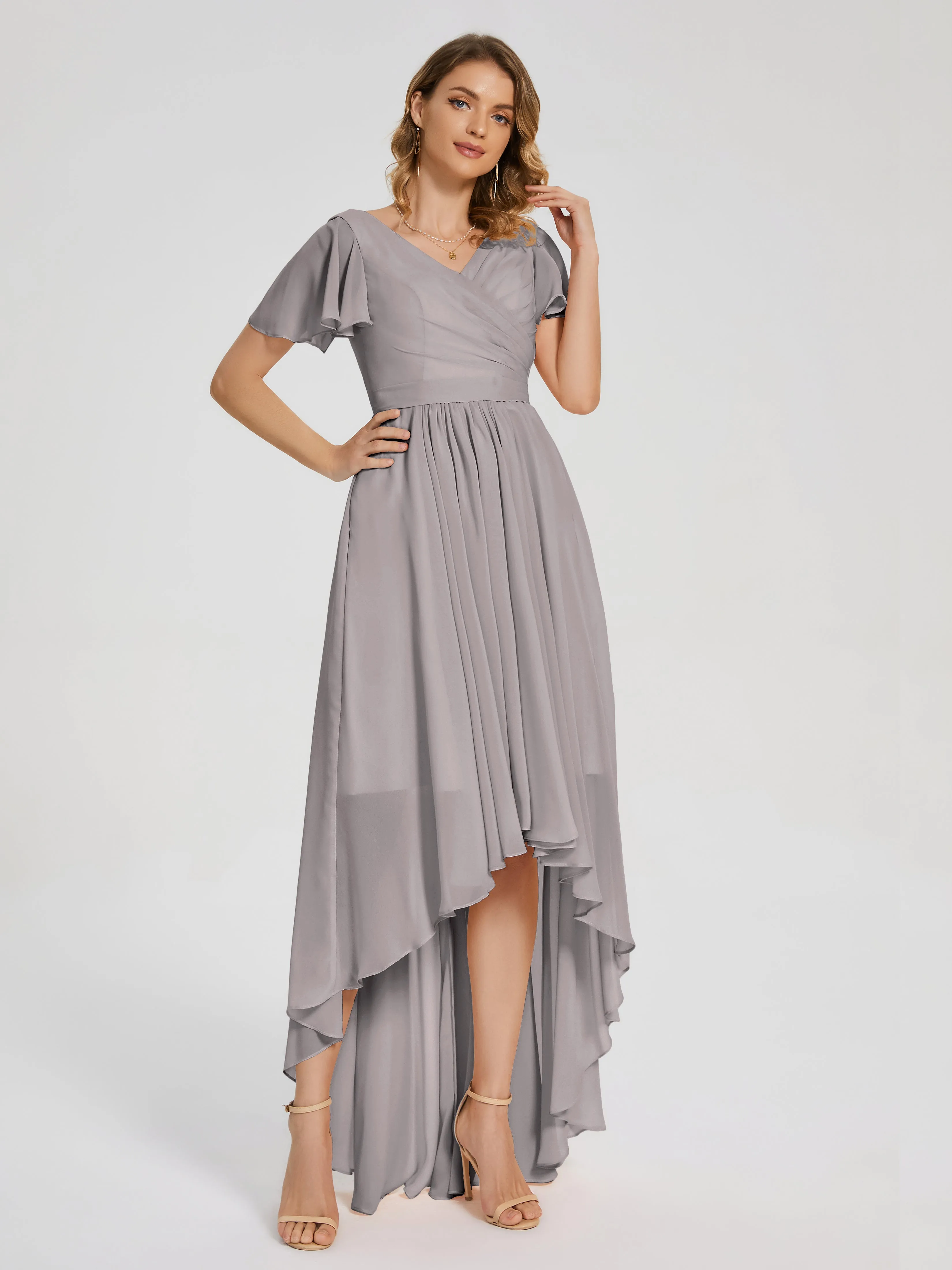 Evangeline Flowy Asymmetrical Chiffon Bridesmaid Dresses