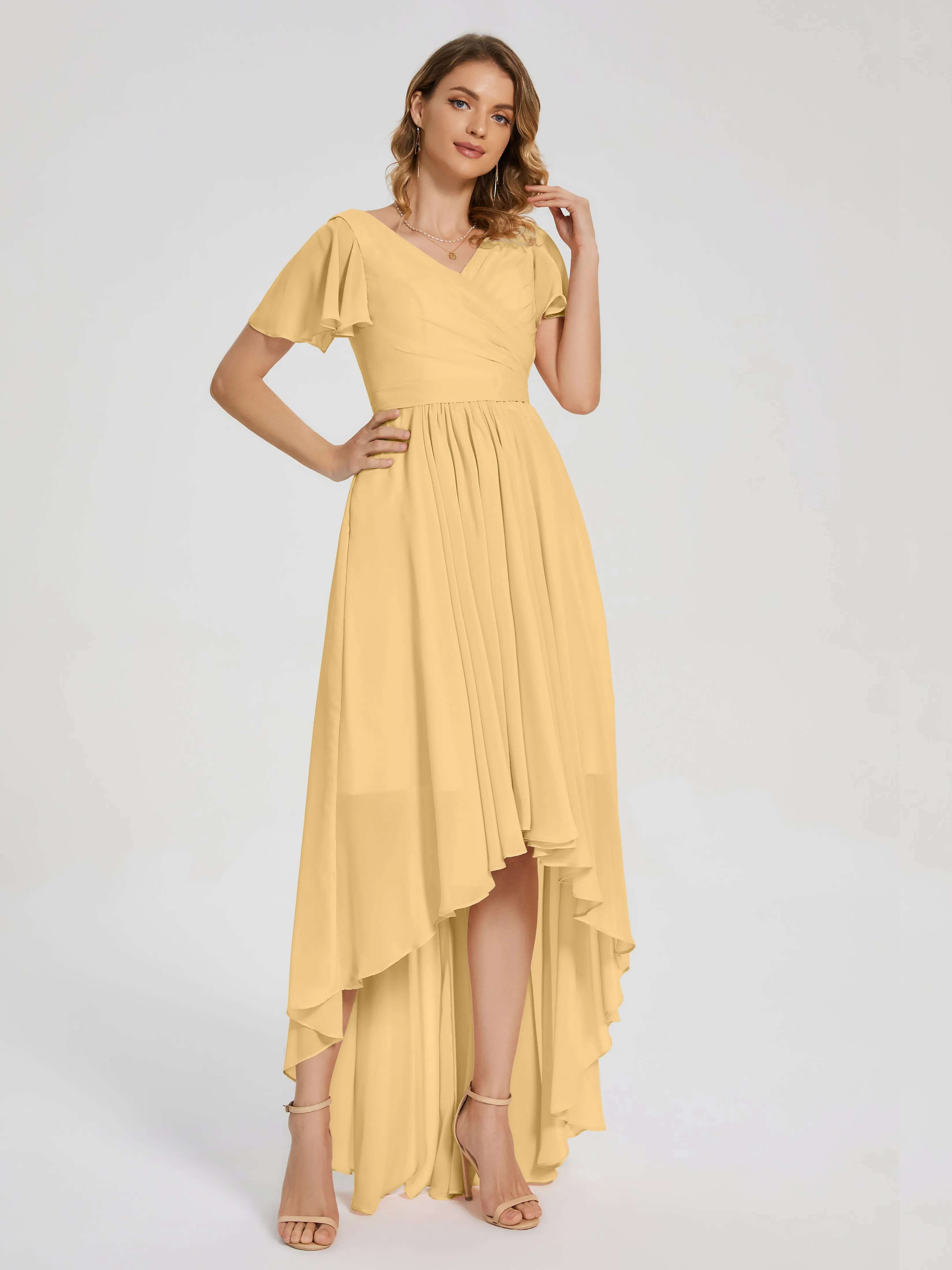 Evangeline Flowy Asymmetrical Chiffon Bridesmaid Dresses