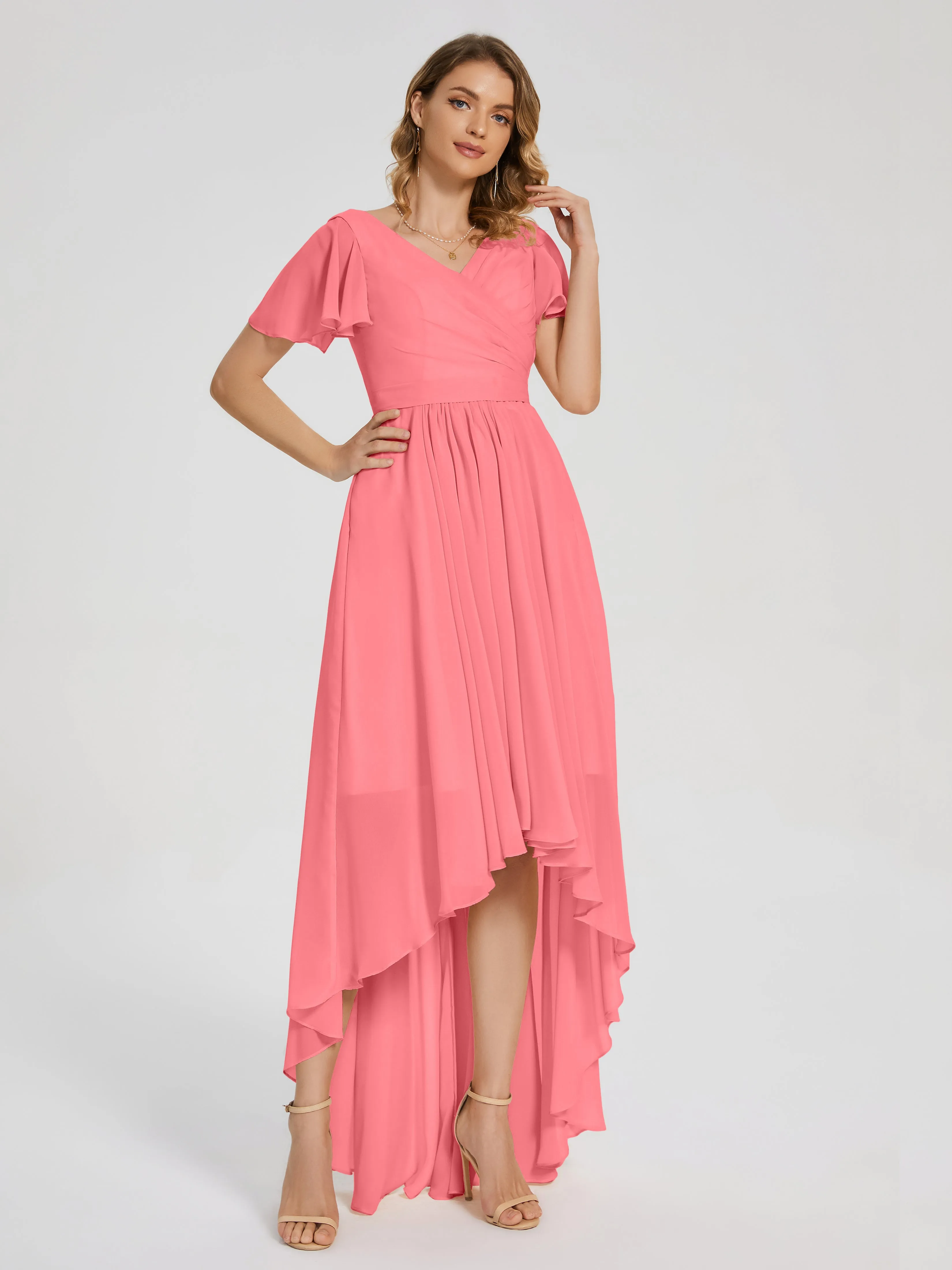 Evangeline Flowy Asymmetrical Chiffon Bridesmaid Dresses