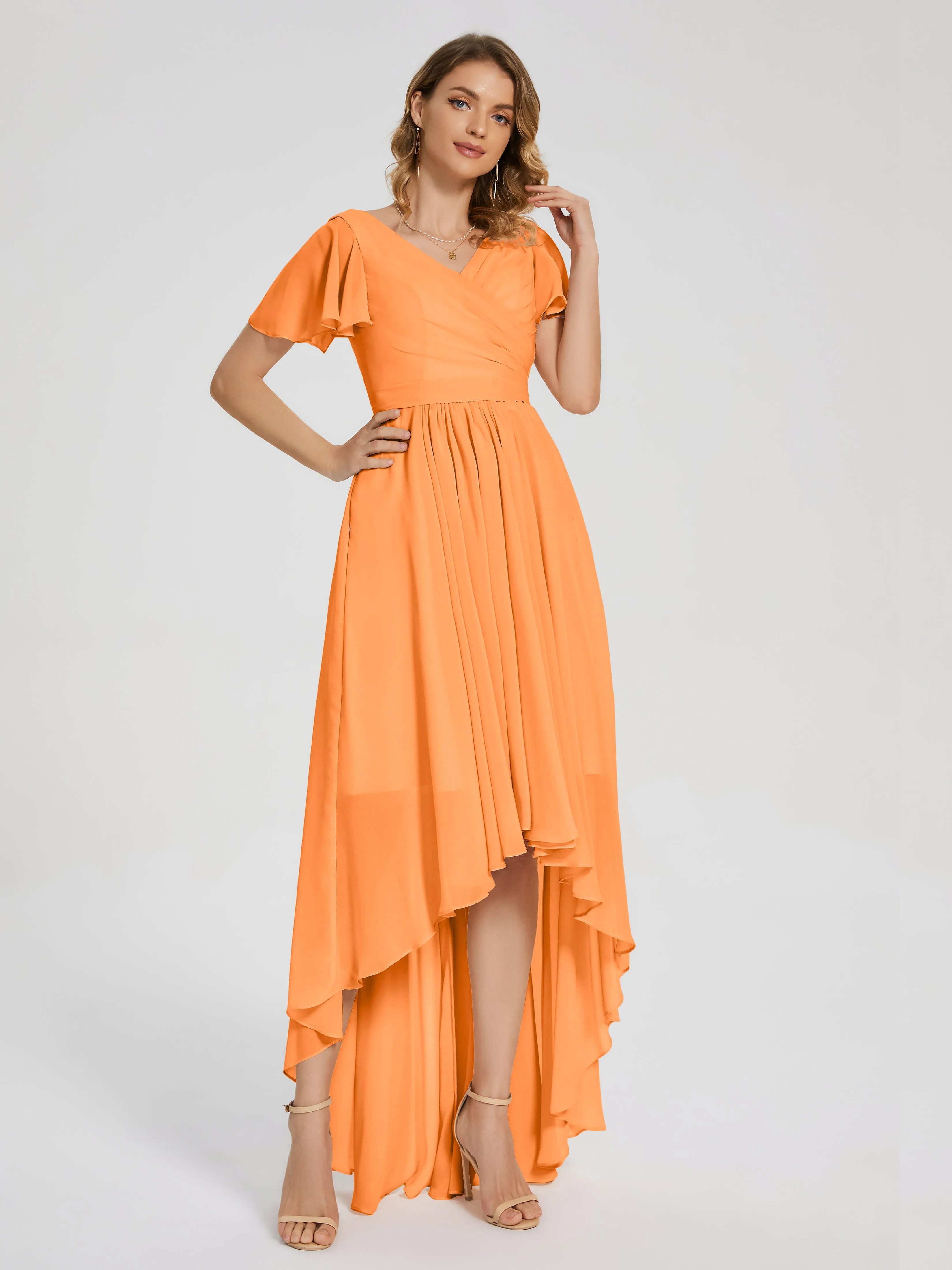 Evangeline Flowy Asymmetrical Chiffon Bridesmaid Dresses