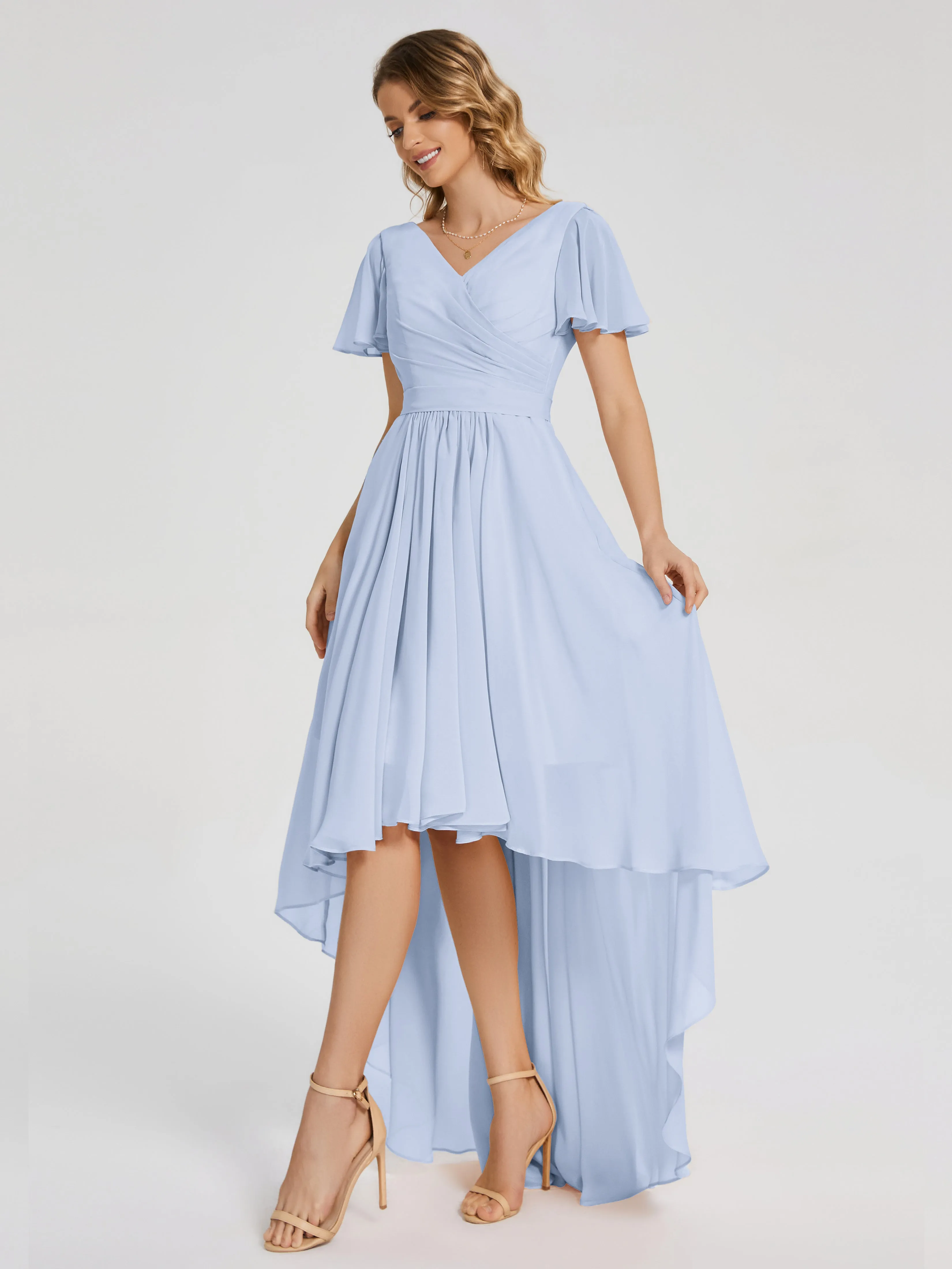 Evangeline Flowy Asymmetrical Chiffon Bridesmaid Dresses