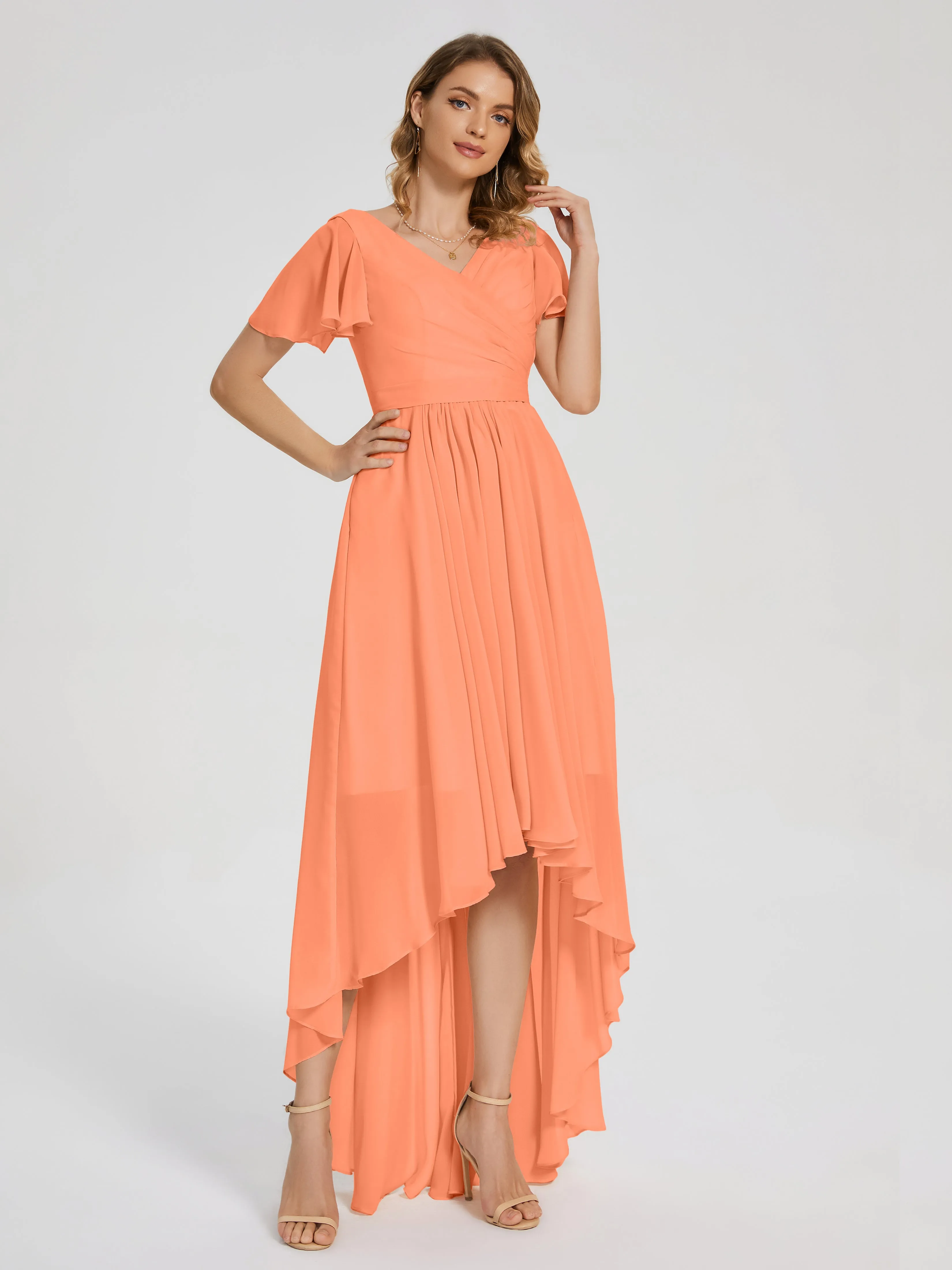 Evangeline Flowy Asymmetrical Chiffon Bridesmaid Dresses