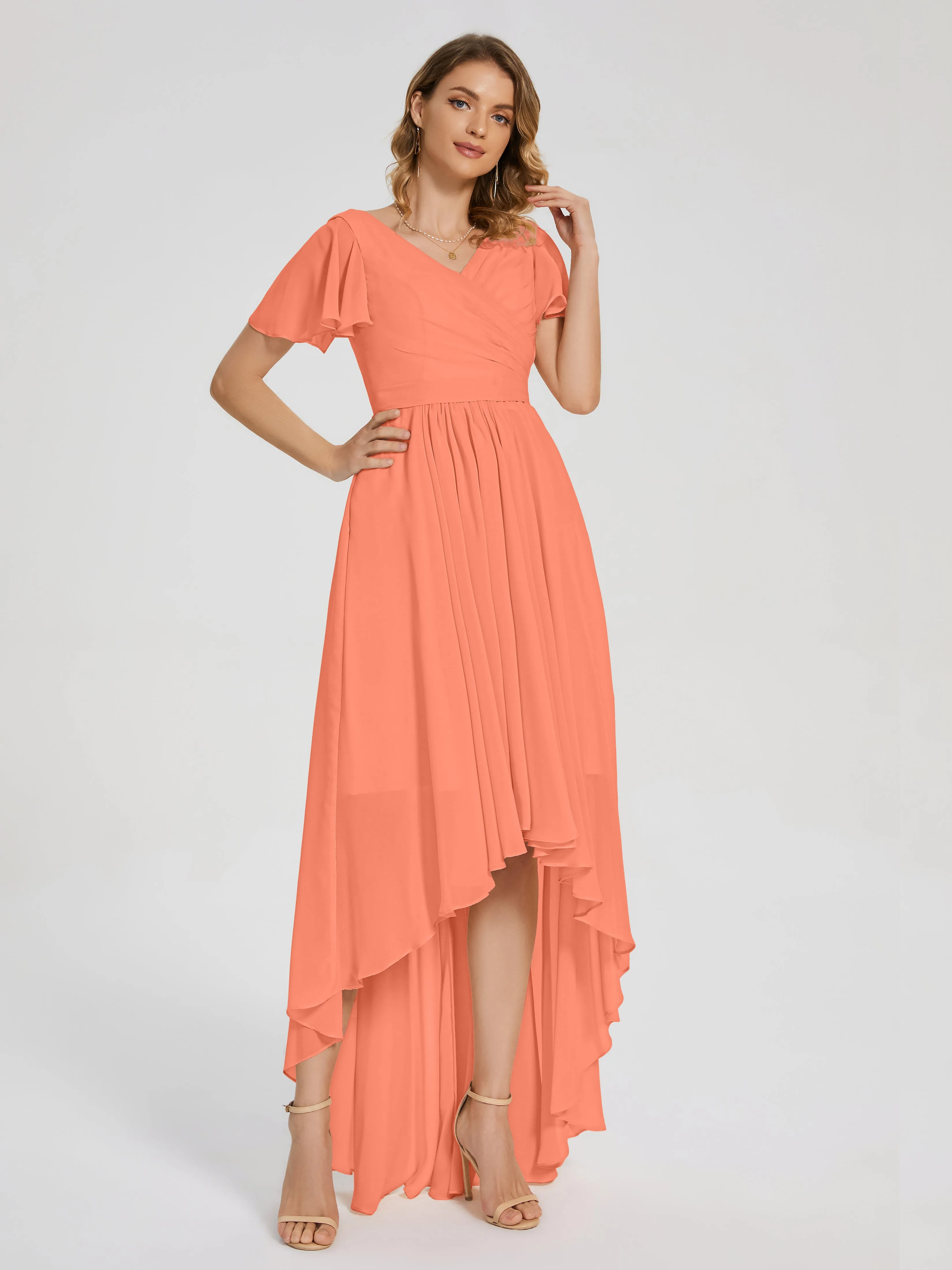 Evangeline Flowy Asymmetrical Chiffon Bridesmaid Dresses