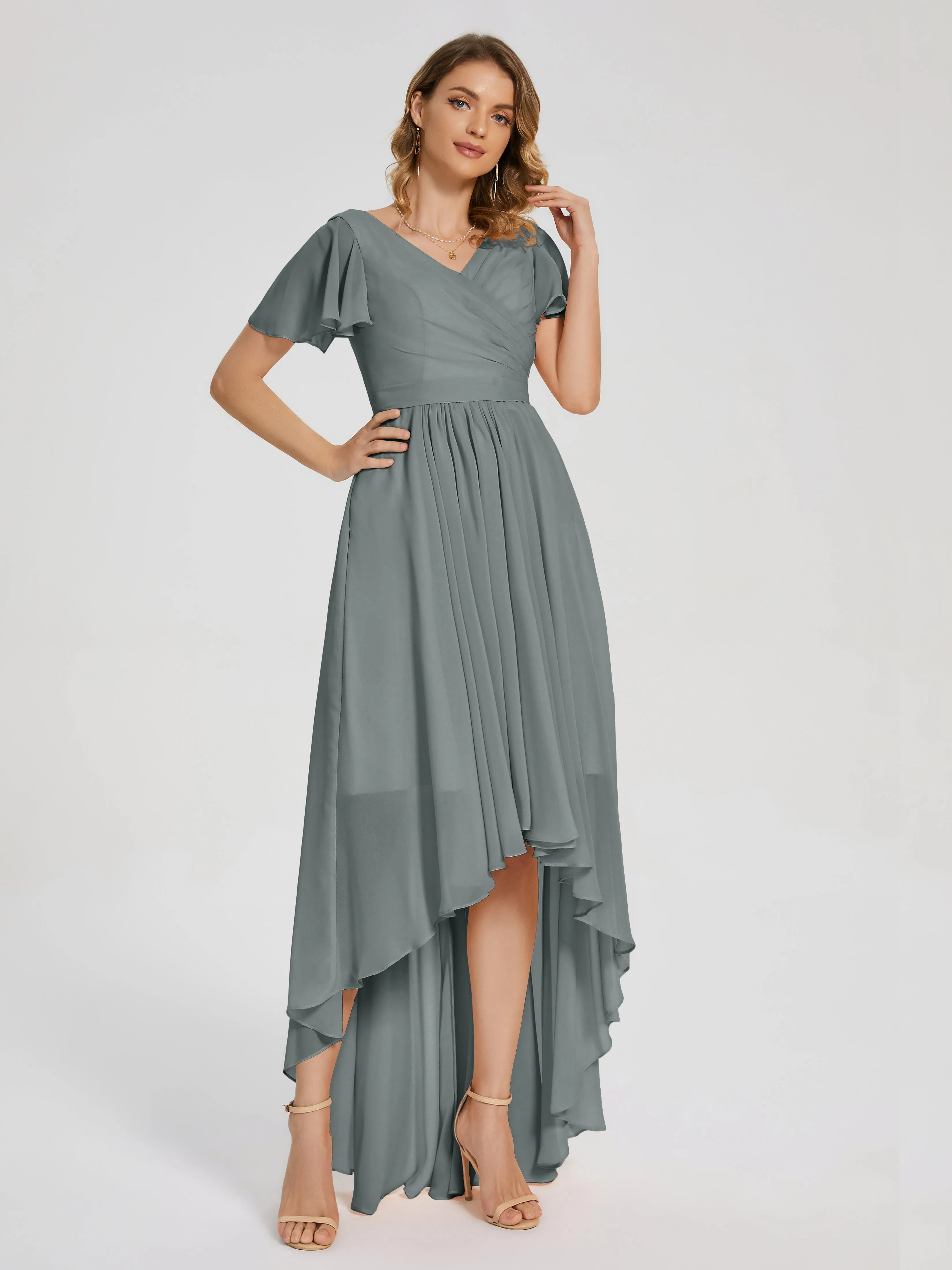 Evangeline Flowy Asymmetrical Chiffon Bridesmaid Dresses