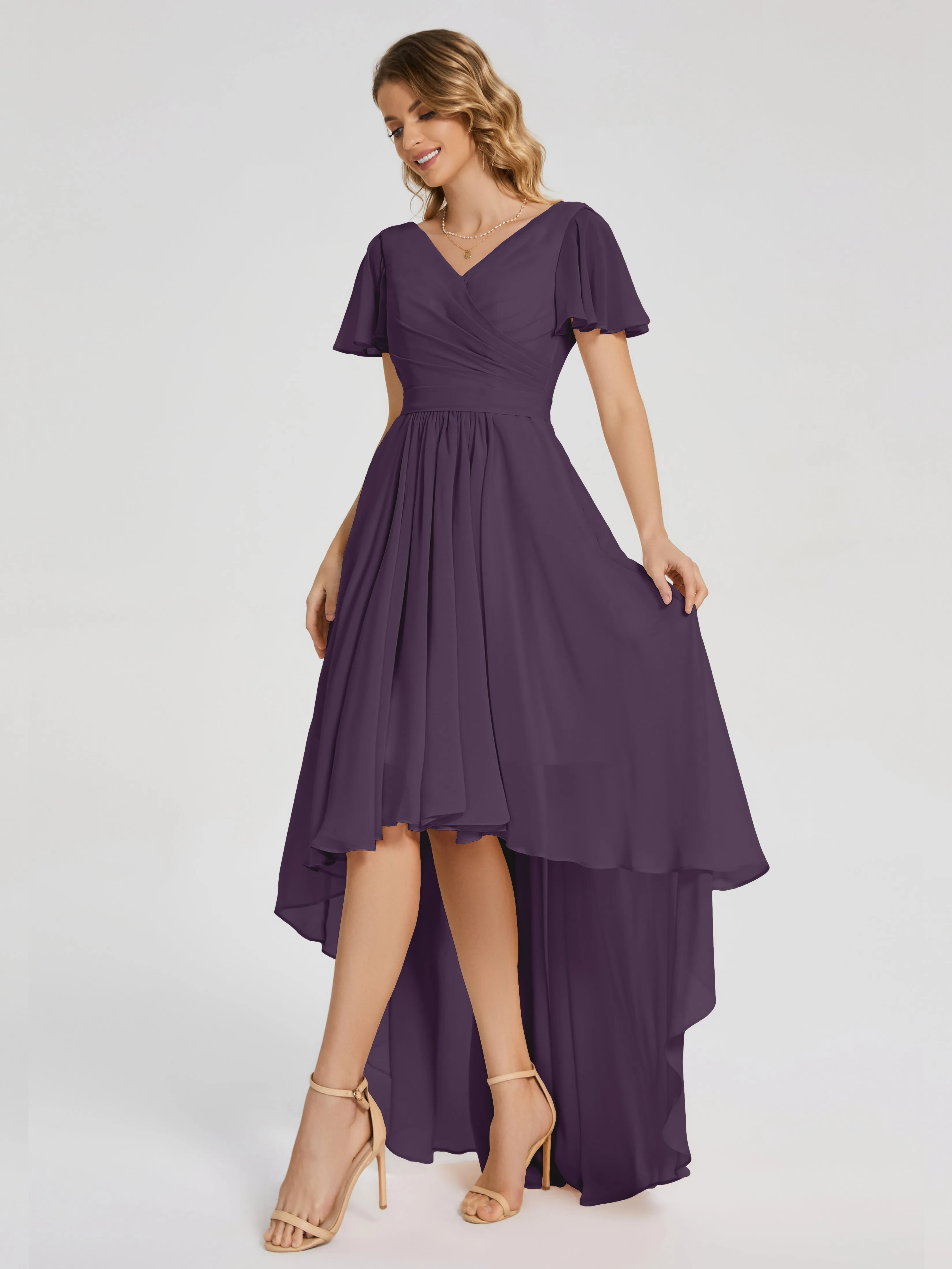 Evangeline Flowy Asymmetrical Chiffon Bridesmaid Dresses