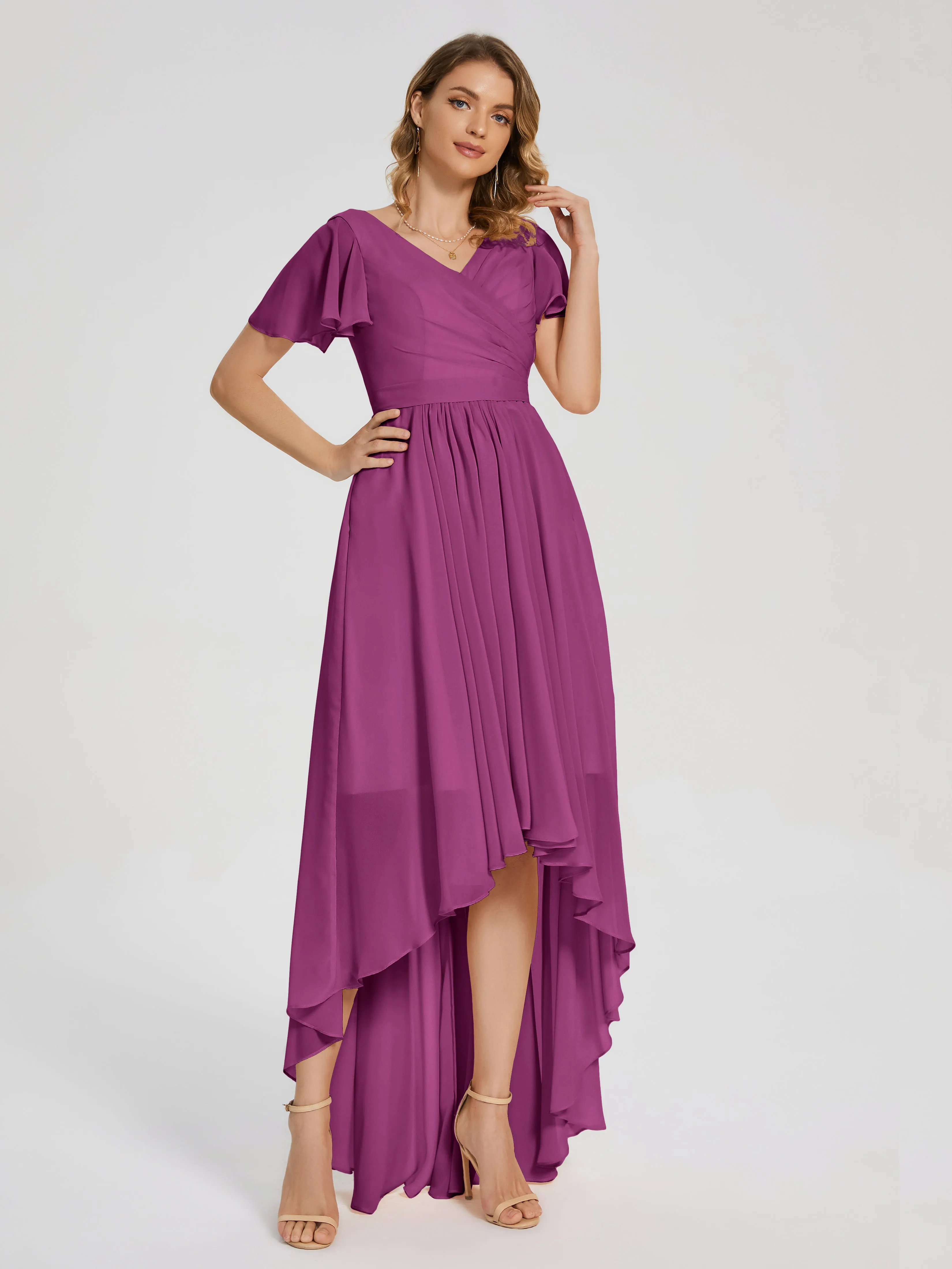 Evangeline Flowy Asymmetrical Chiffon Bridesmaid Dresses