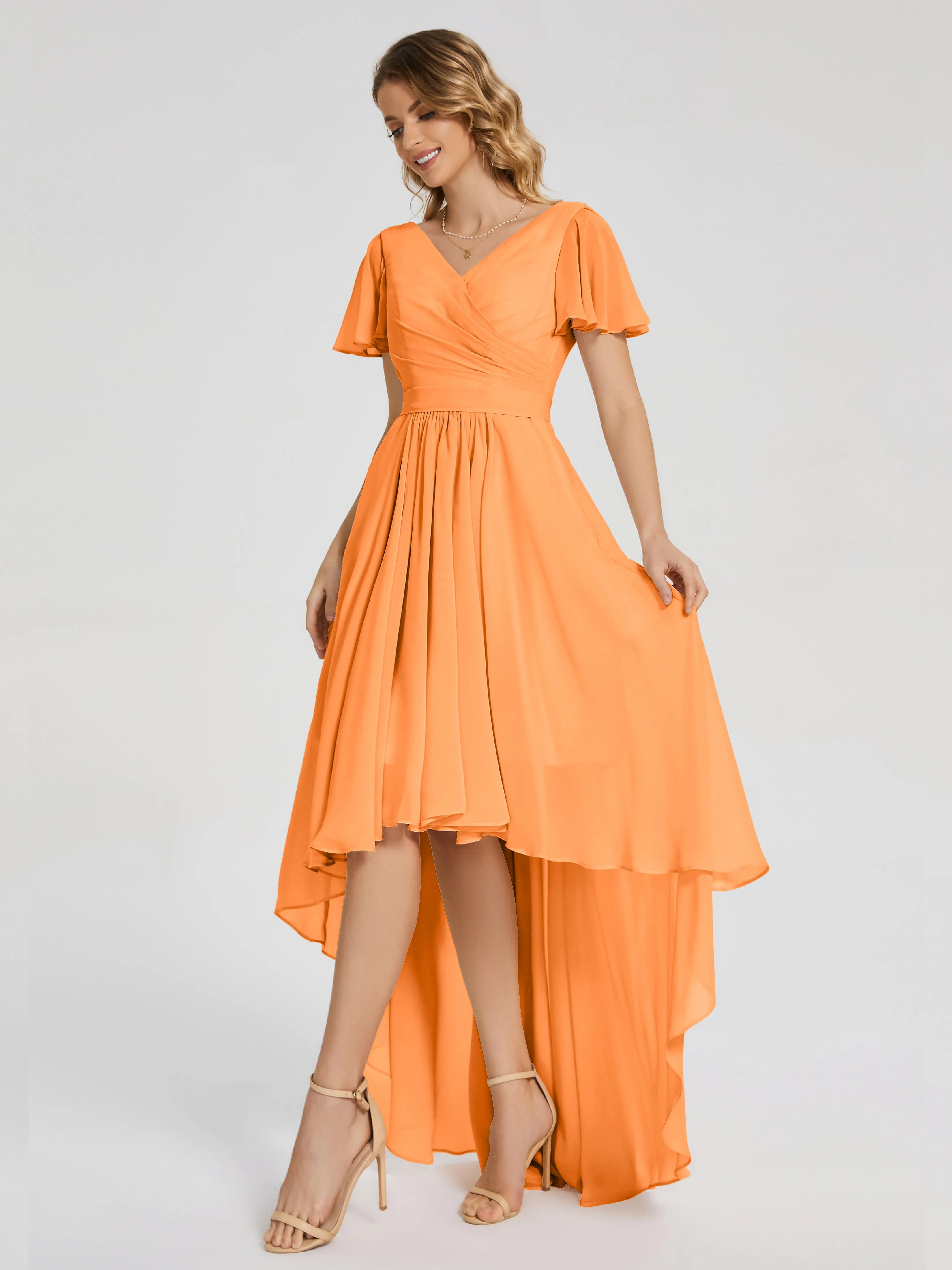 Evangeline Flowy Asymmetrical Chiffon Bridesmaid Dresses