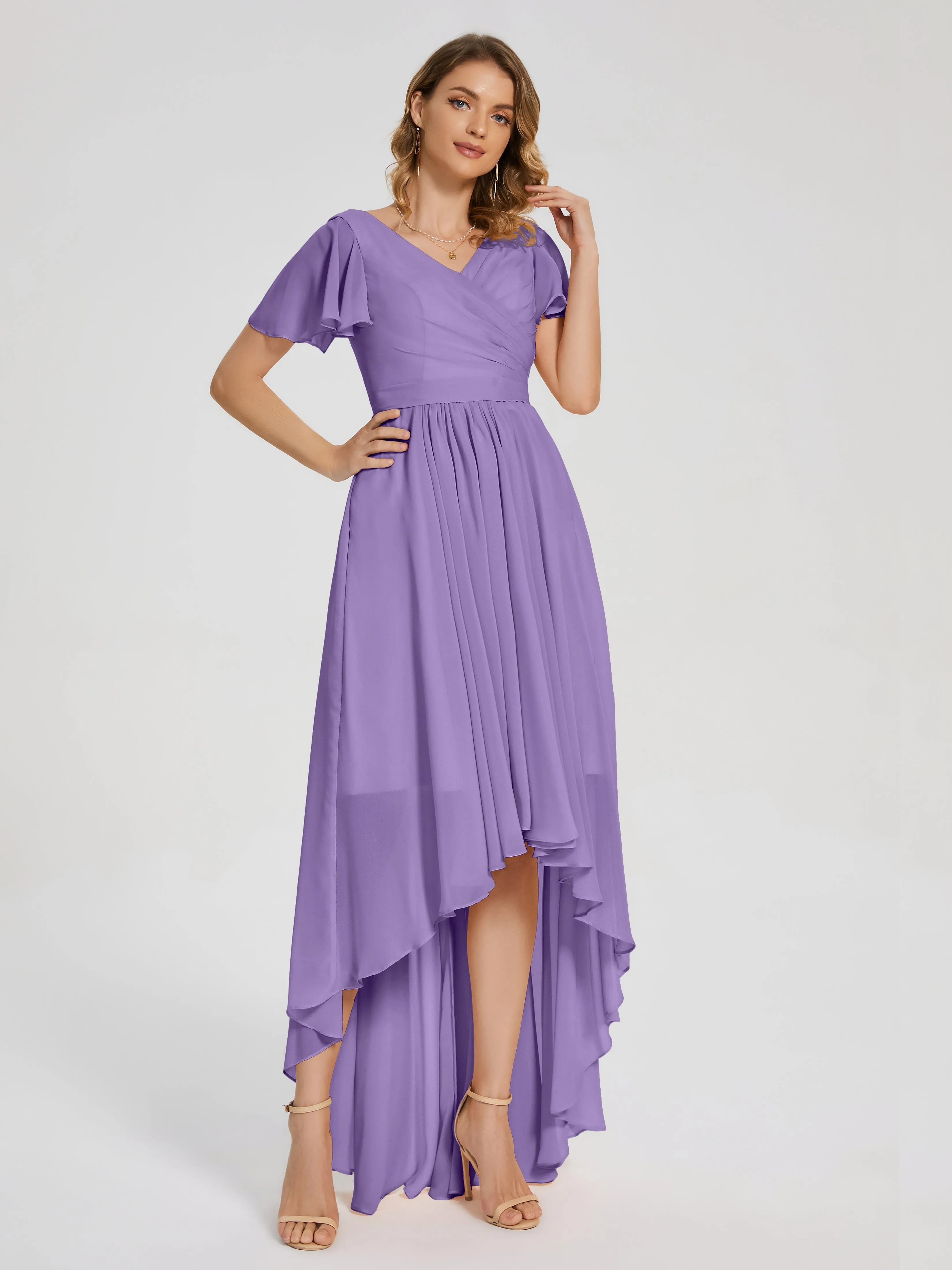 Evangeline Flowy Asymmetrical Chiffon Bridesmaid Dresses