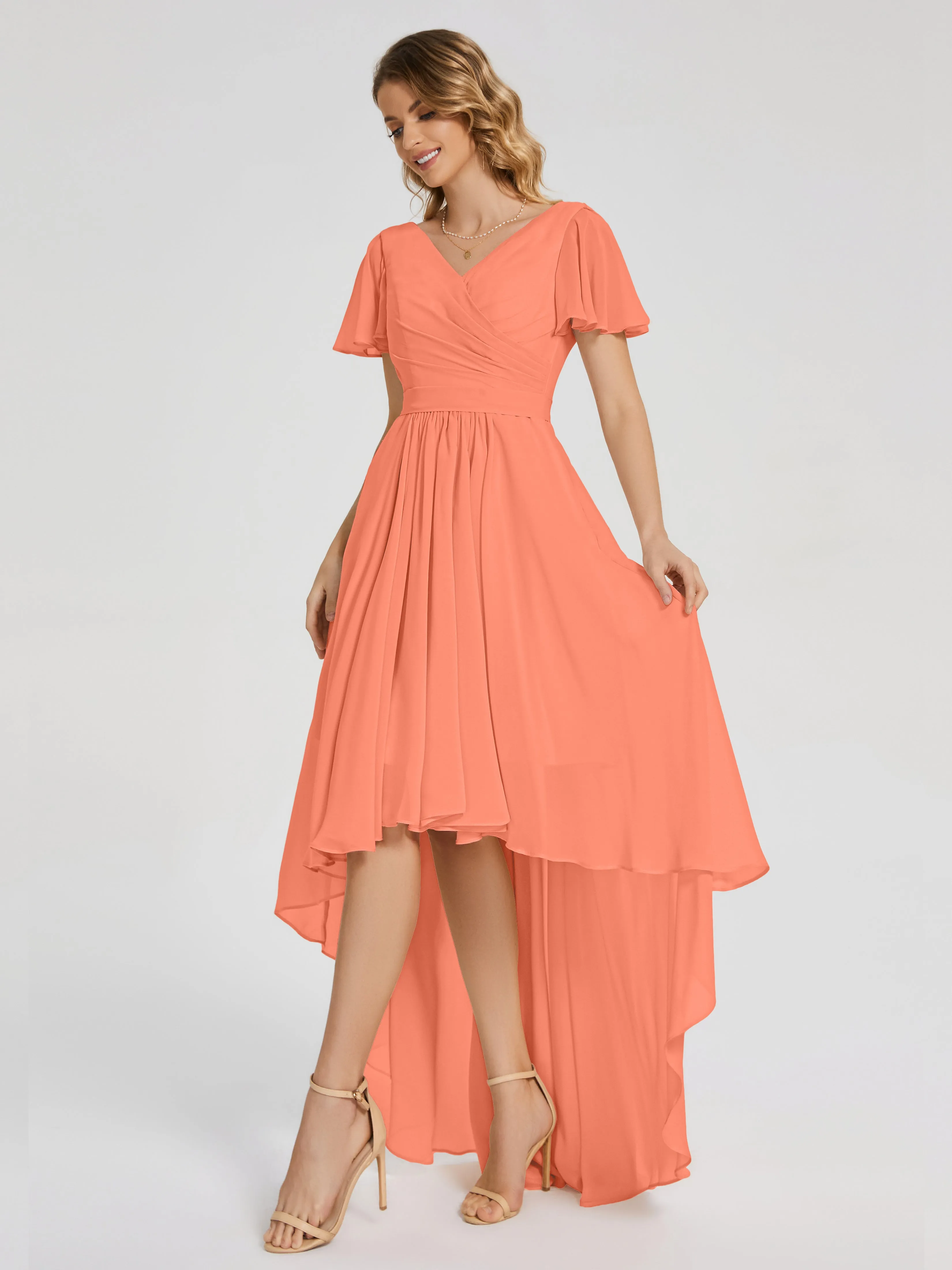 Evangeline Flowy Asymmetrical Chiffon Bridesmaid Dresses