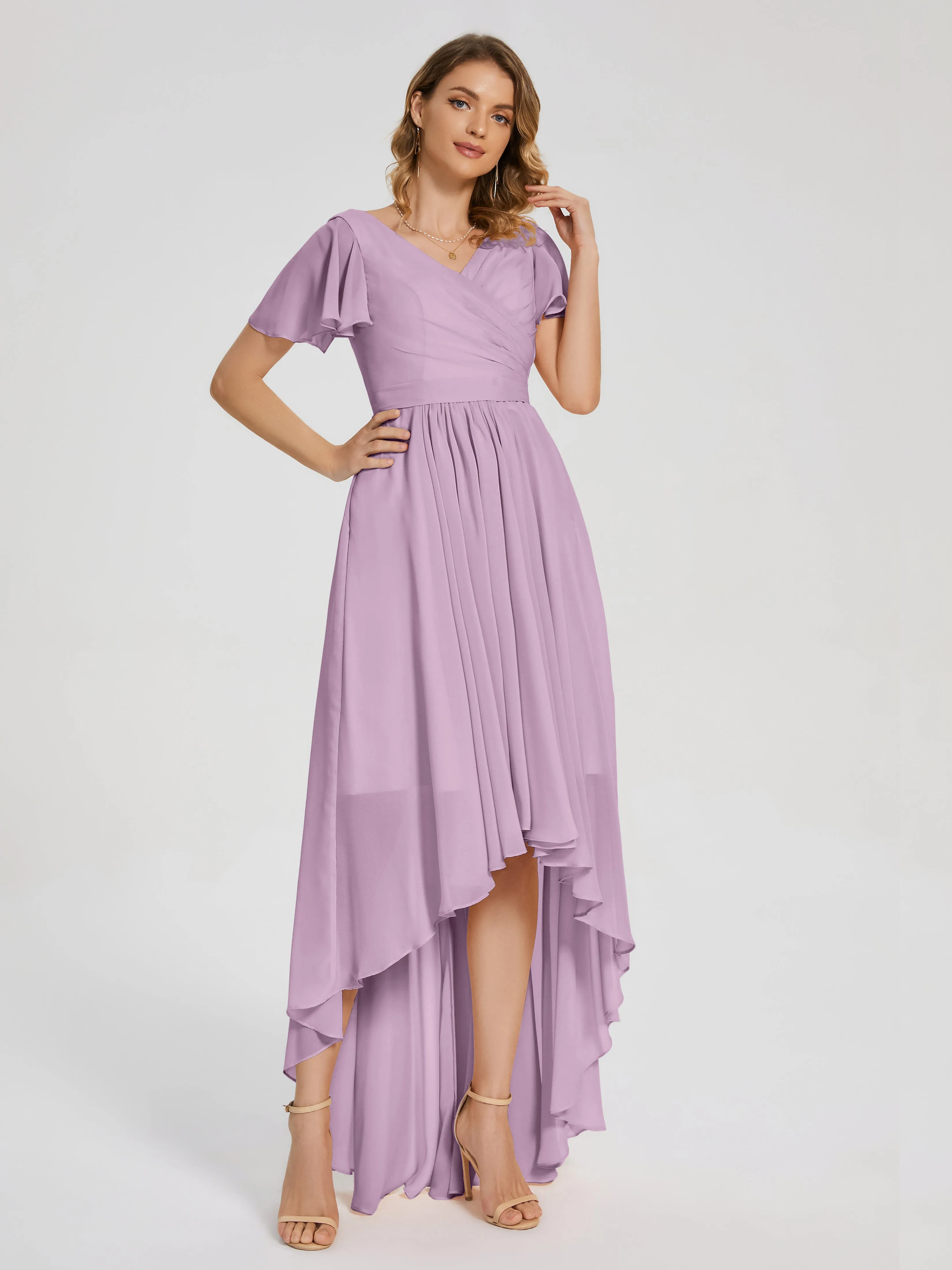 Evangeline Flowy Asymmetrical Chiffon Bridesmaid Dresses