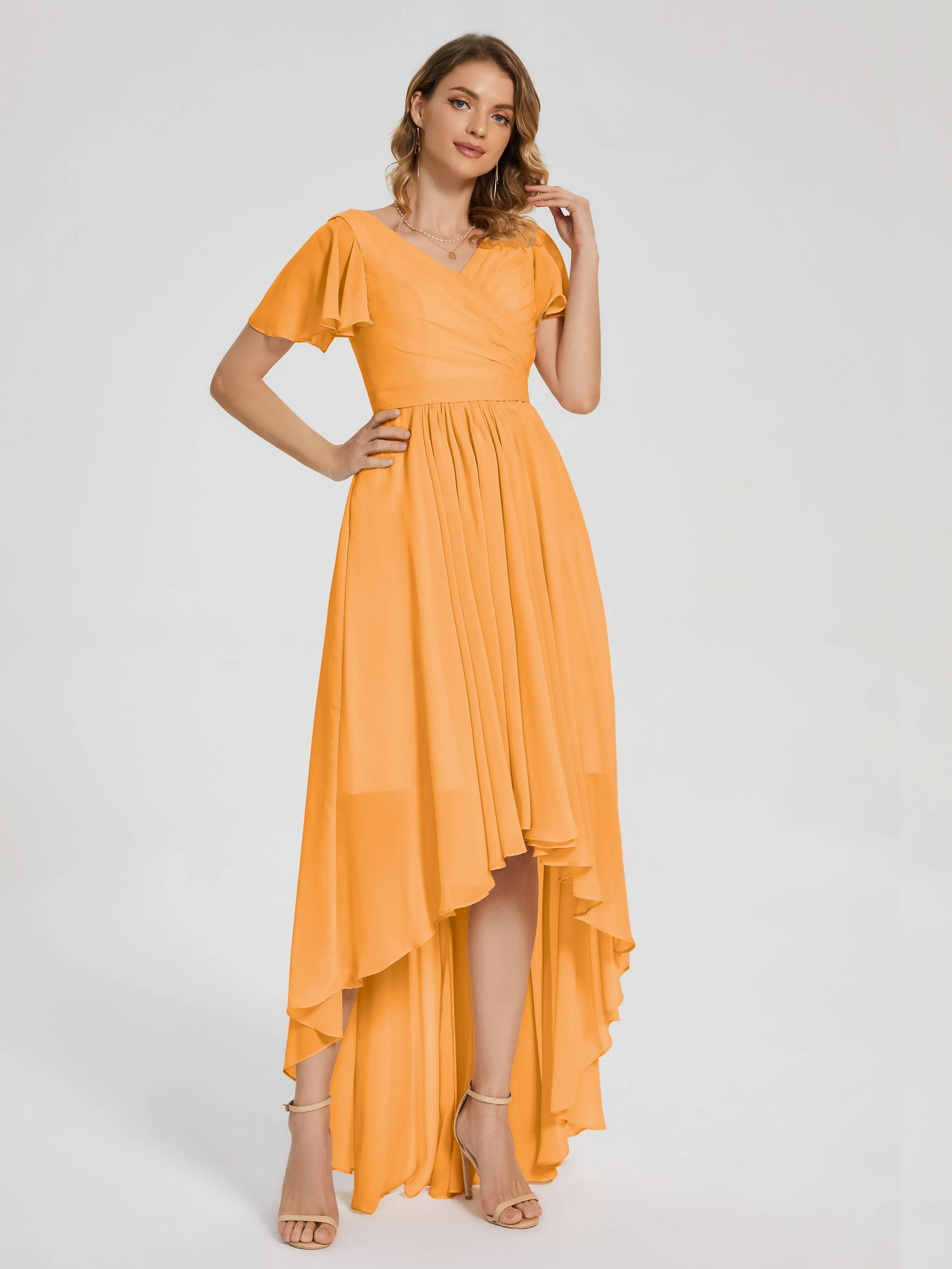 Evangeline Flowy Asymmetrical Chiffon Bridesmaid Dresses