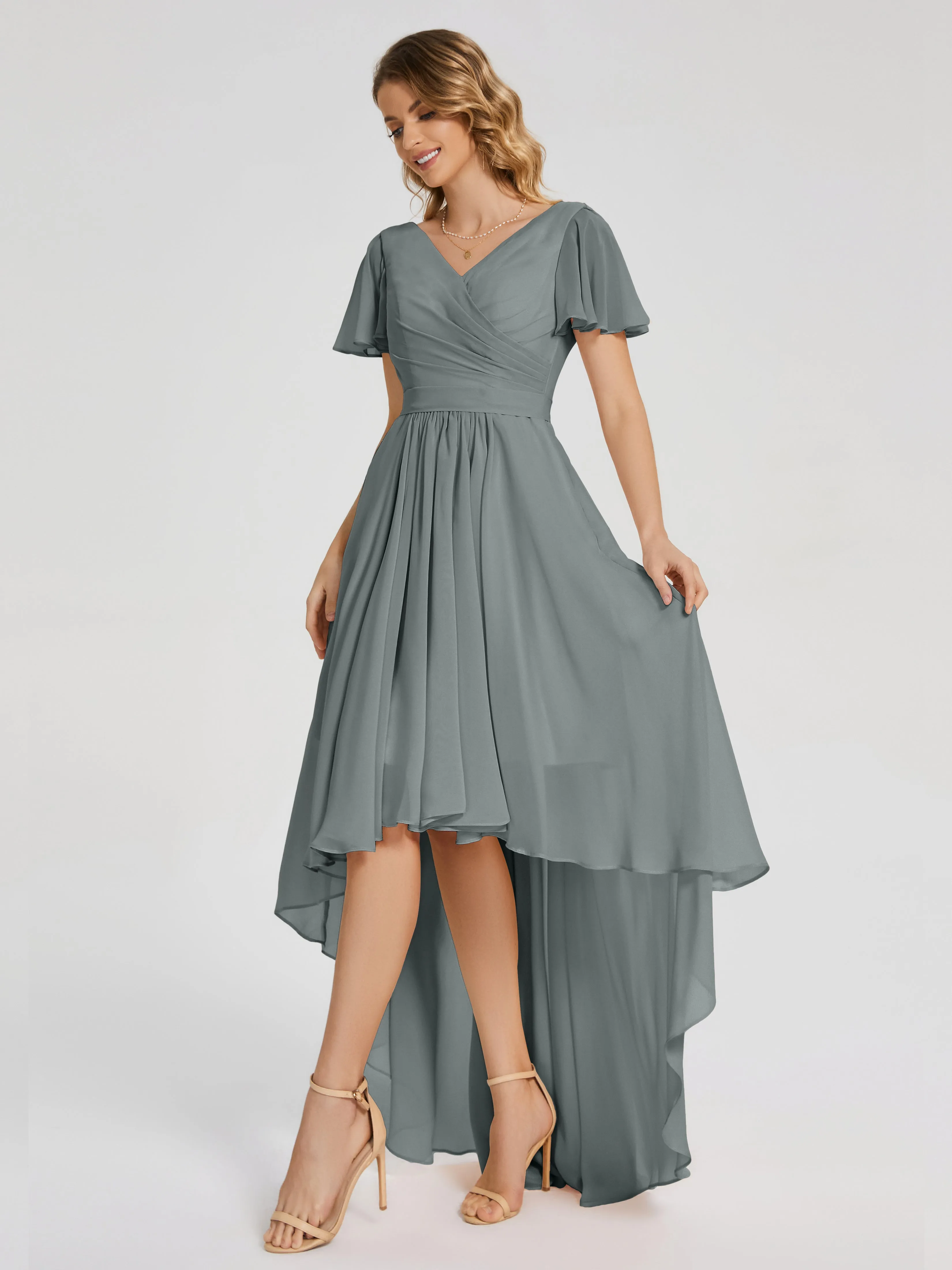 Evangeline Flowy Asymmetrical Chiffon Bridesmaid Dresses