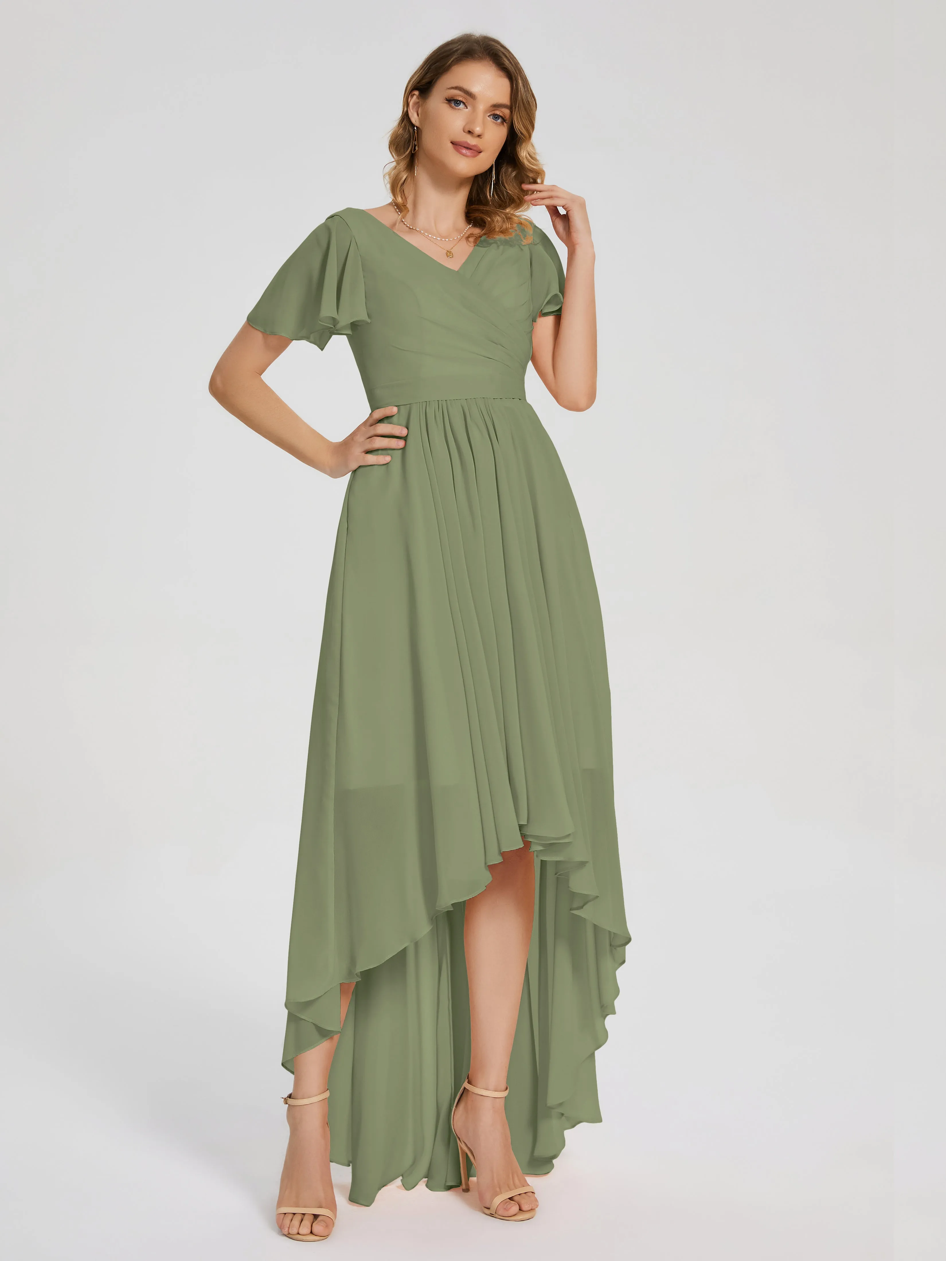 Evangeline Flowy Asymmetrical Chiffon Bridesmaid Dresses