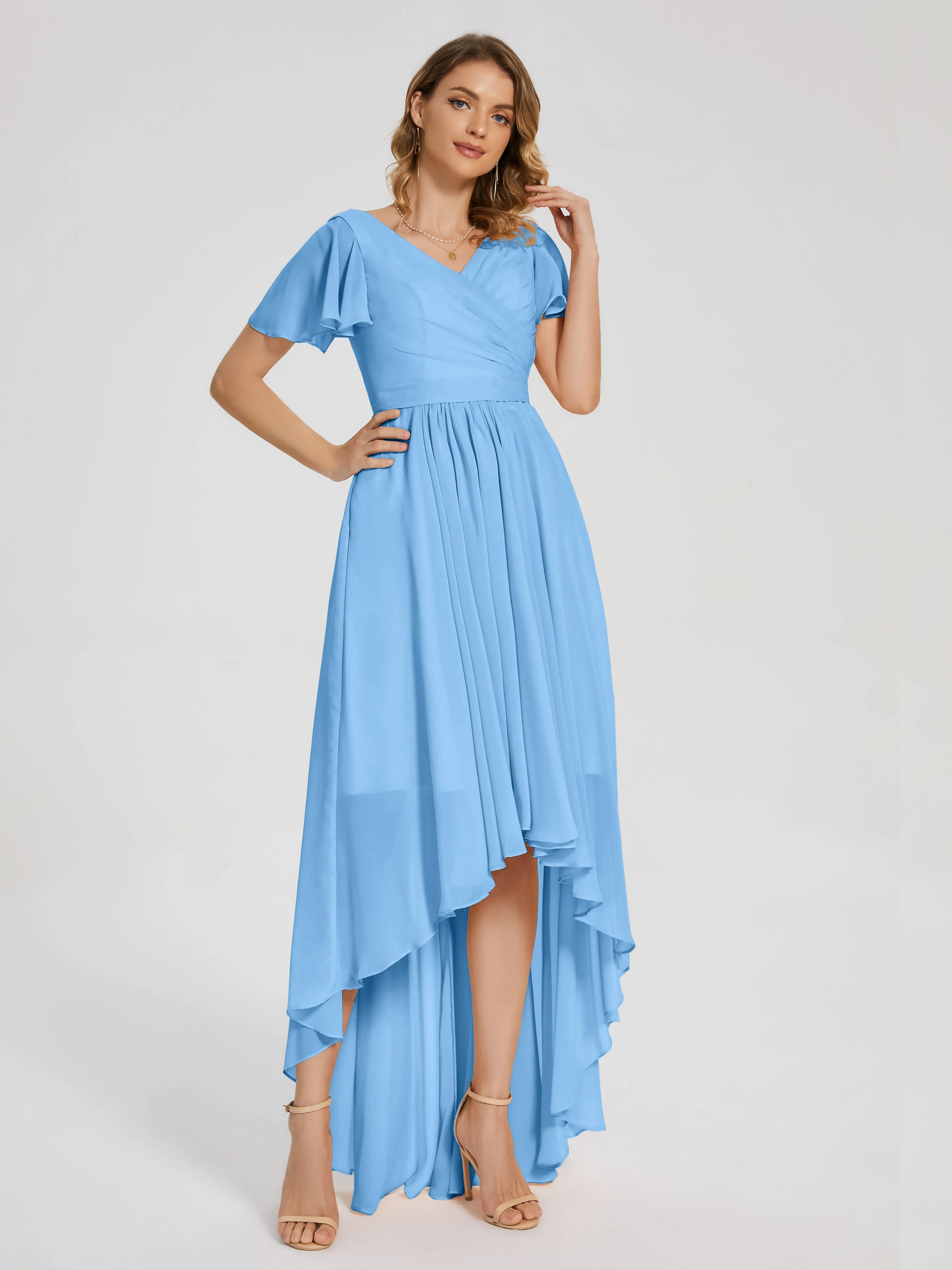 Evangeline Flowy Asymmetrical Chiffon Bridesmaid Dresses