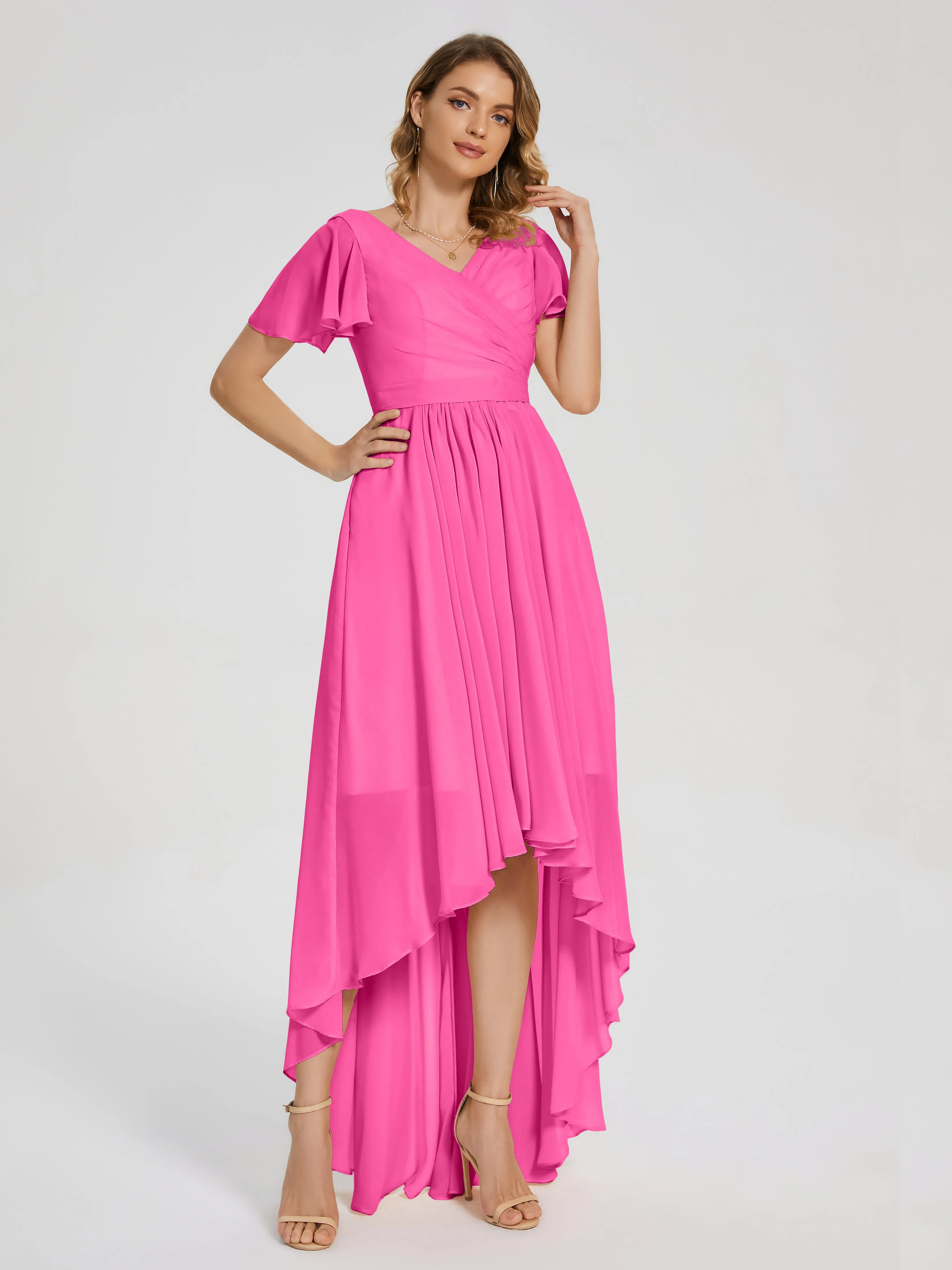 Evangeline Flowy Asymmetrical Chiffon Bridesmaid Dresses