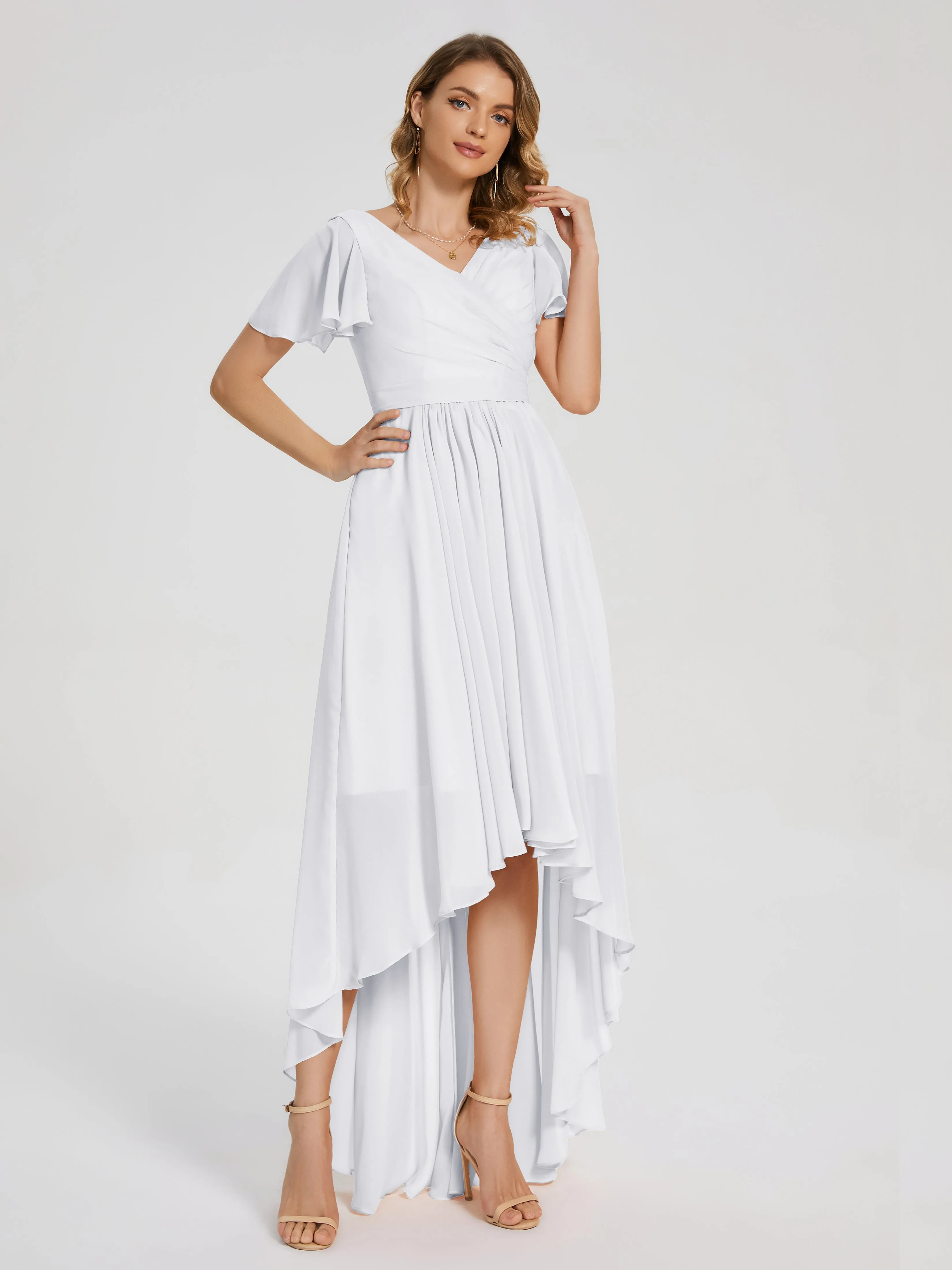 Evangeline Flowy Asymmetrical Chiffon Bridesmaid Dresses