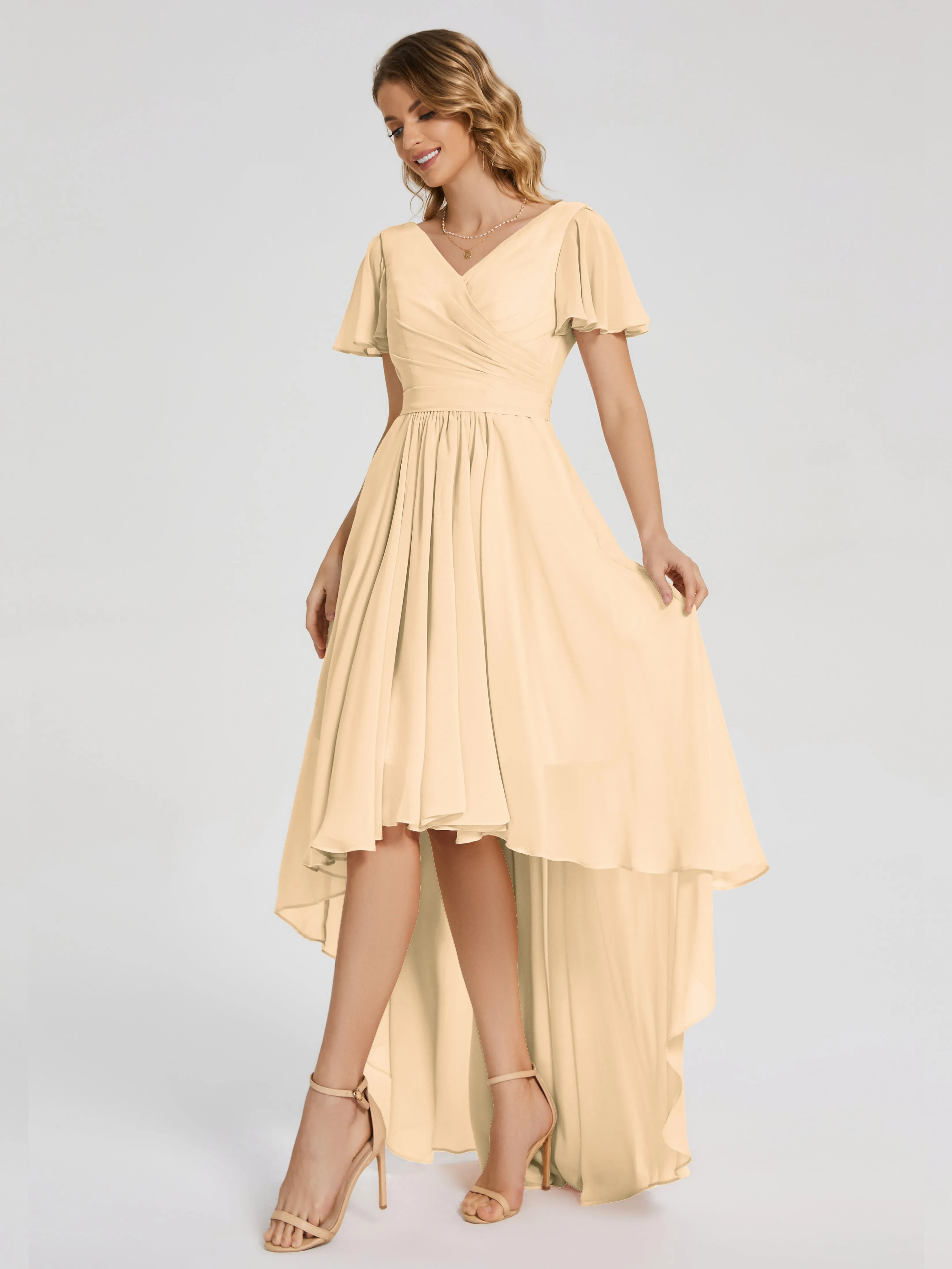 Evangeline Flowy Asymmetrical Chiffon Bridesmaid Dresses