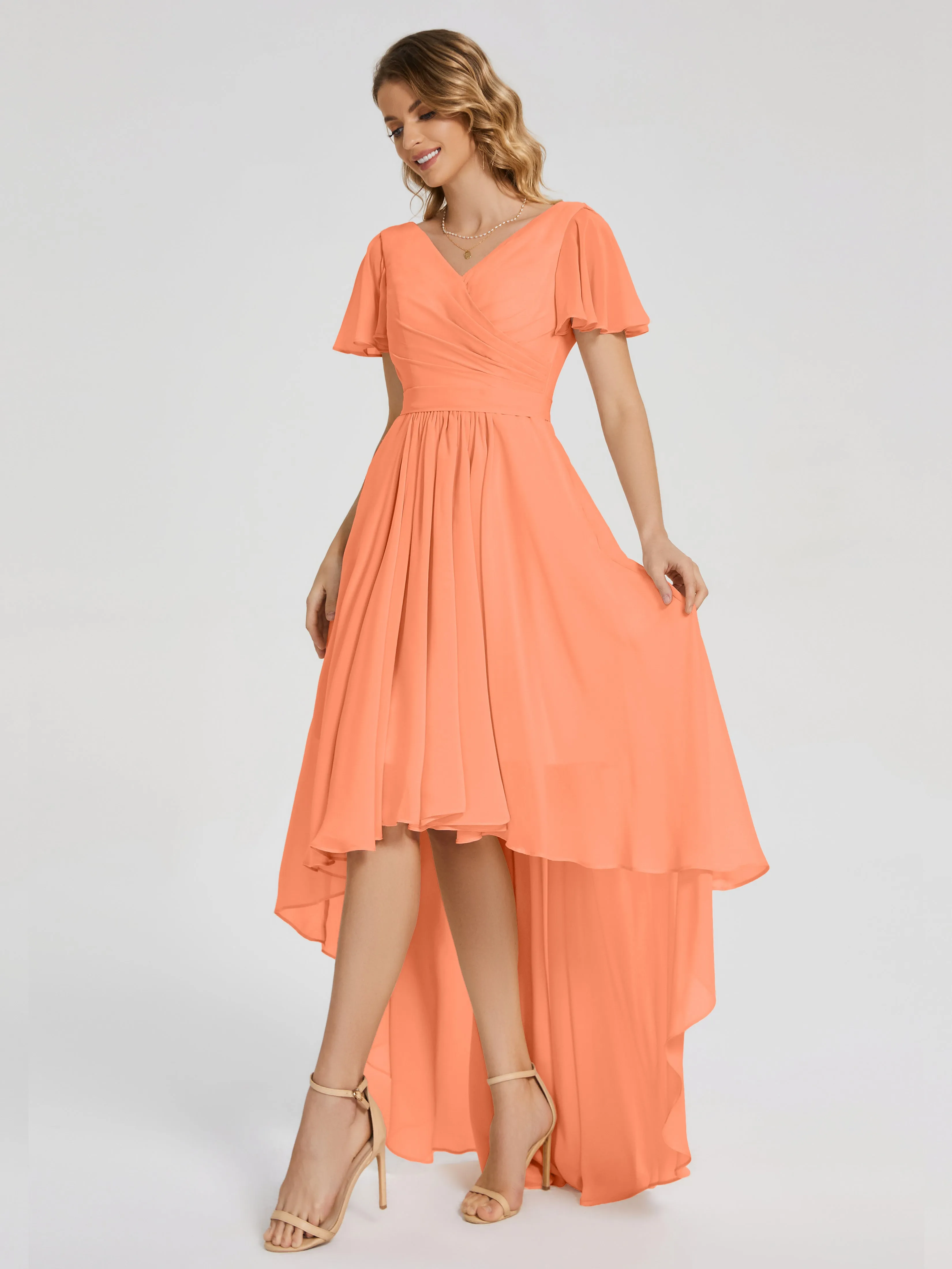 Evangeline Flowy Asymmetrical Chiffon Bridesmaid Dresses