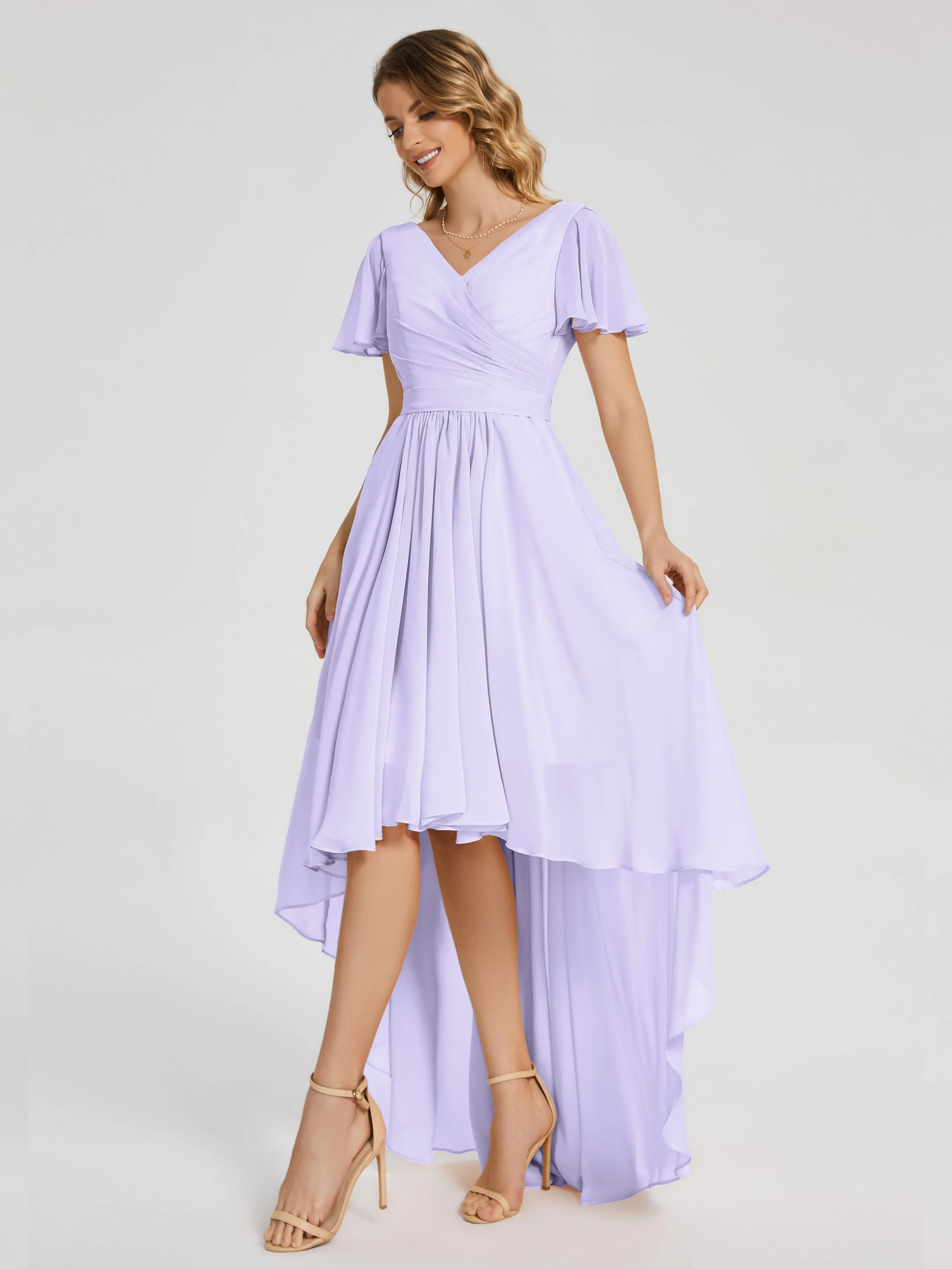 Evangeline Flowy Asymmetrical Chiffon Bridesmaid Dresses