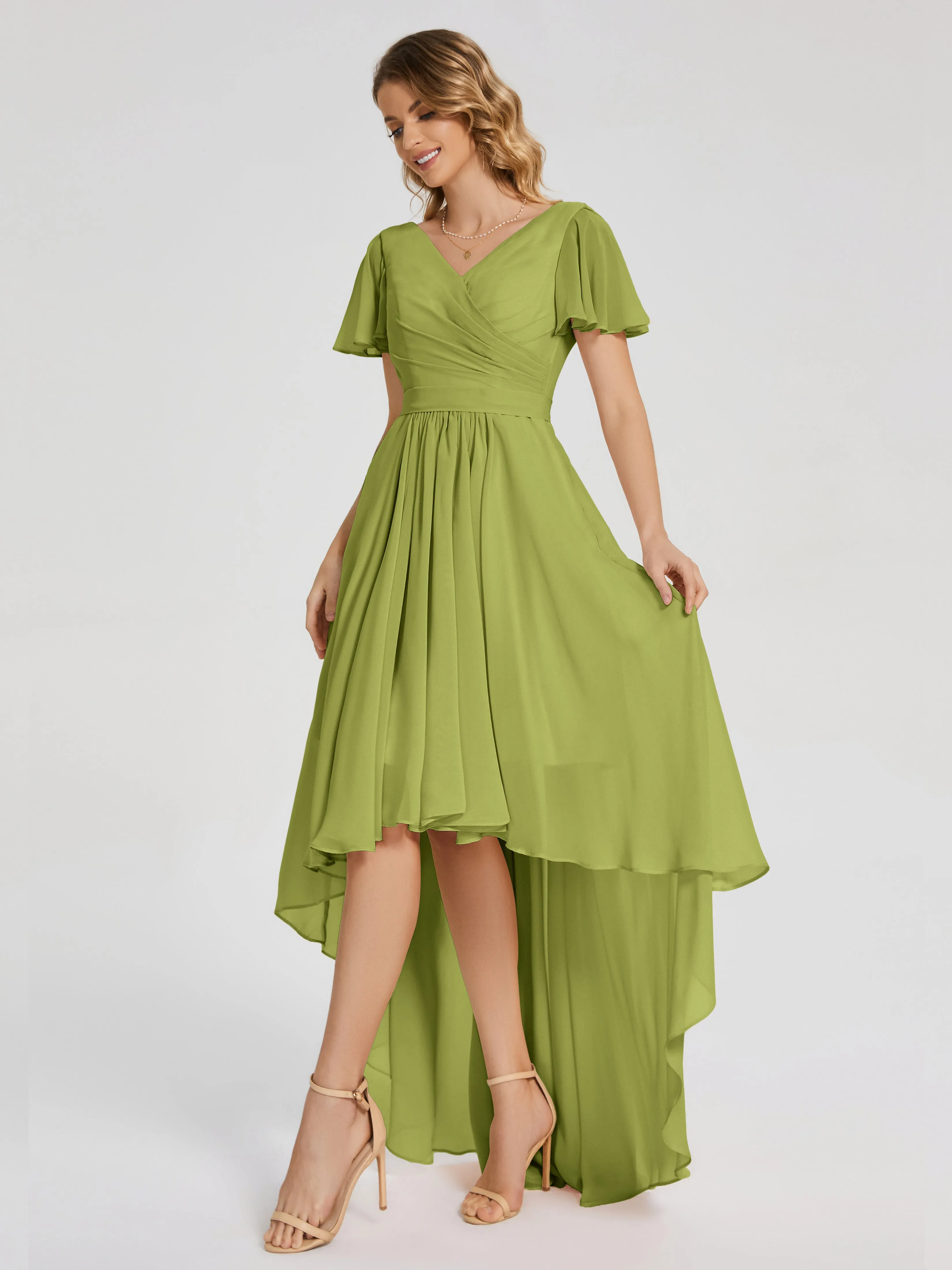 Evangeline Flowy Asymmetrical Chiffon Bridesmaid Dresses