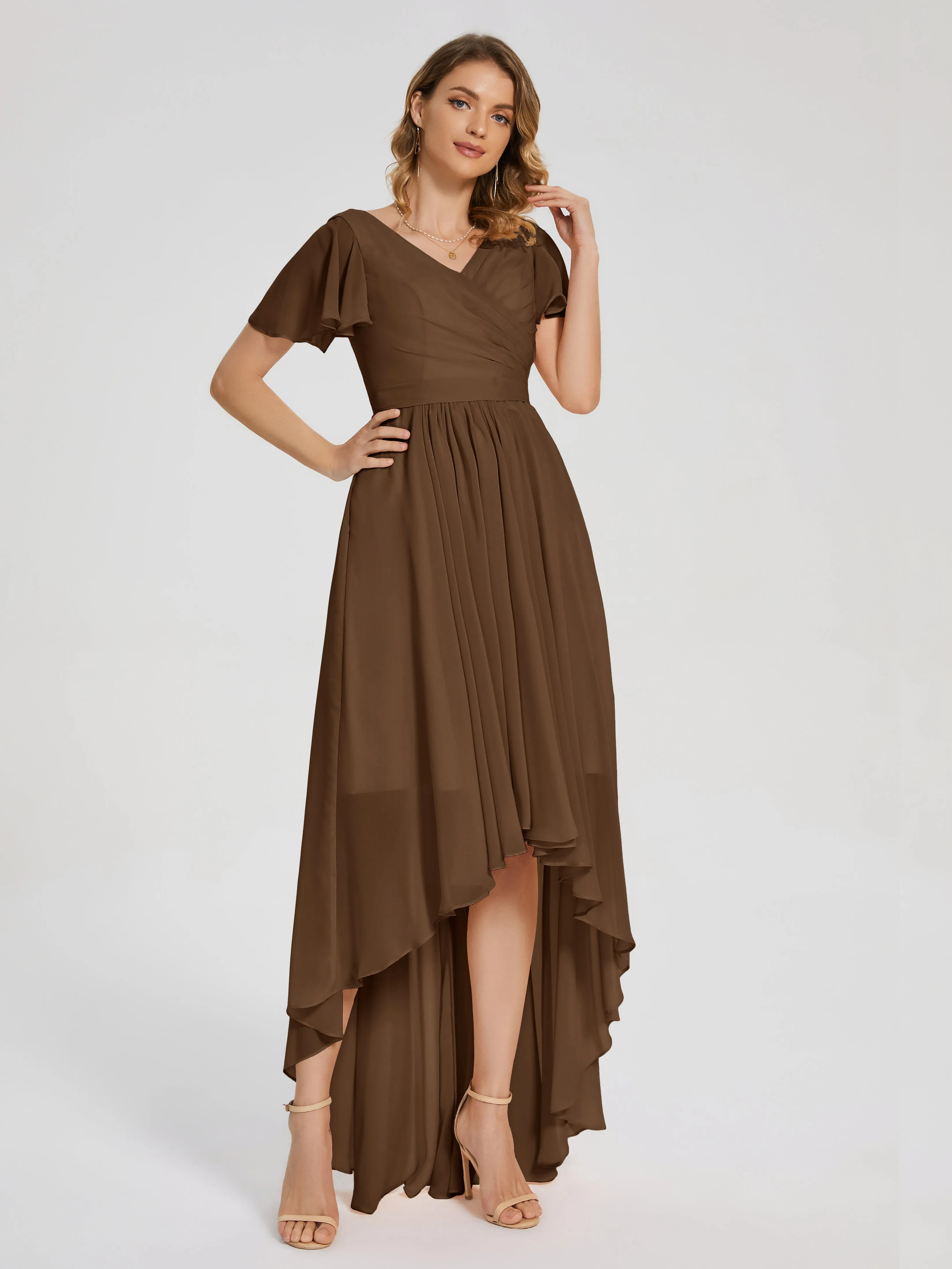 Evangeline Flowy Asymmetrical Chiffon Bridesmaid Dresses