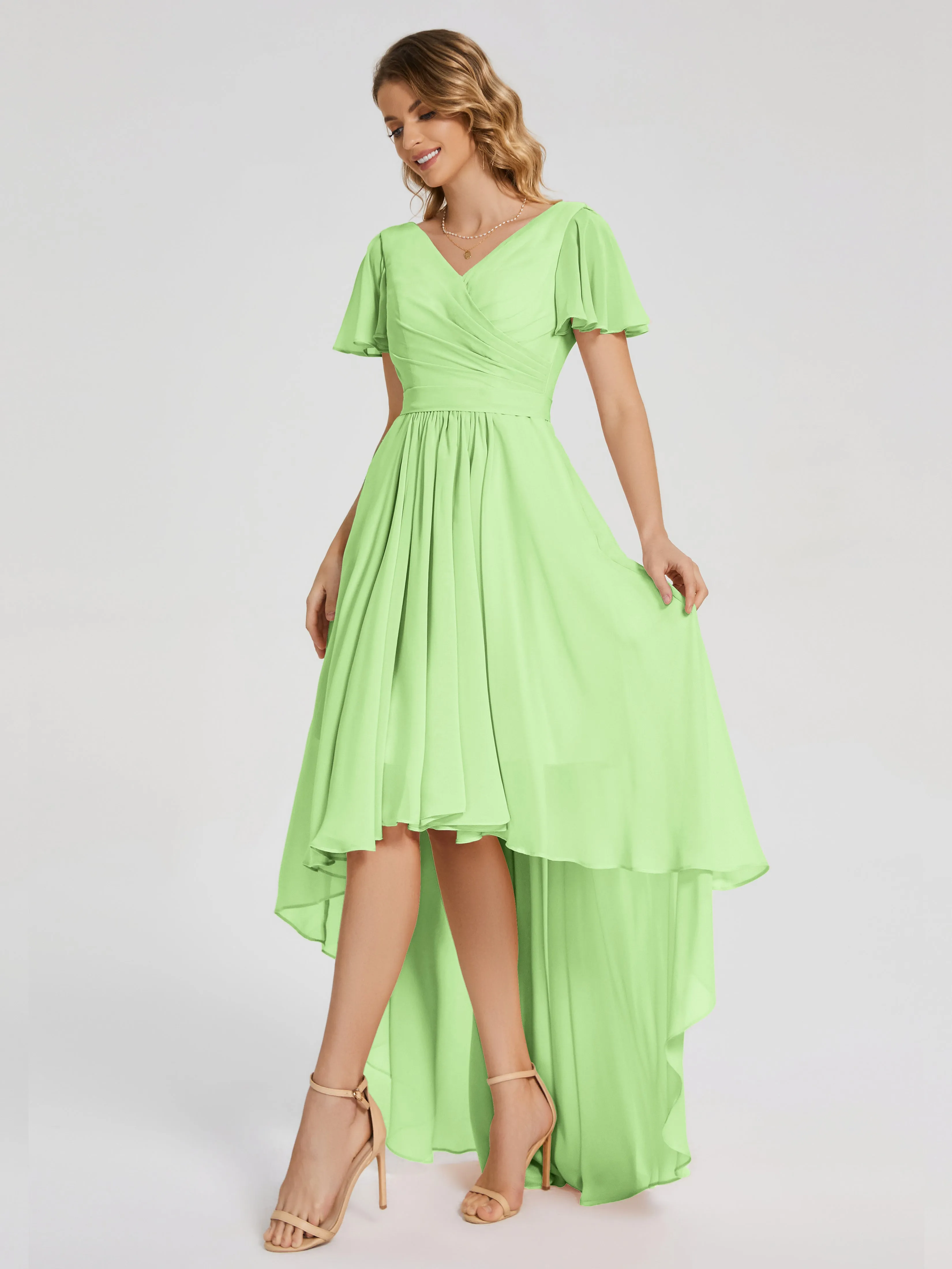 Evangeline Flowy Asymmetrical Chiffon Bridesmaid Dresses