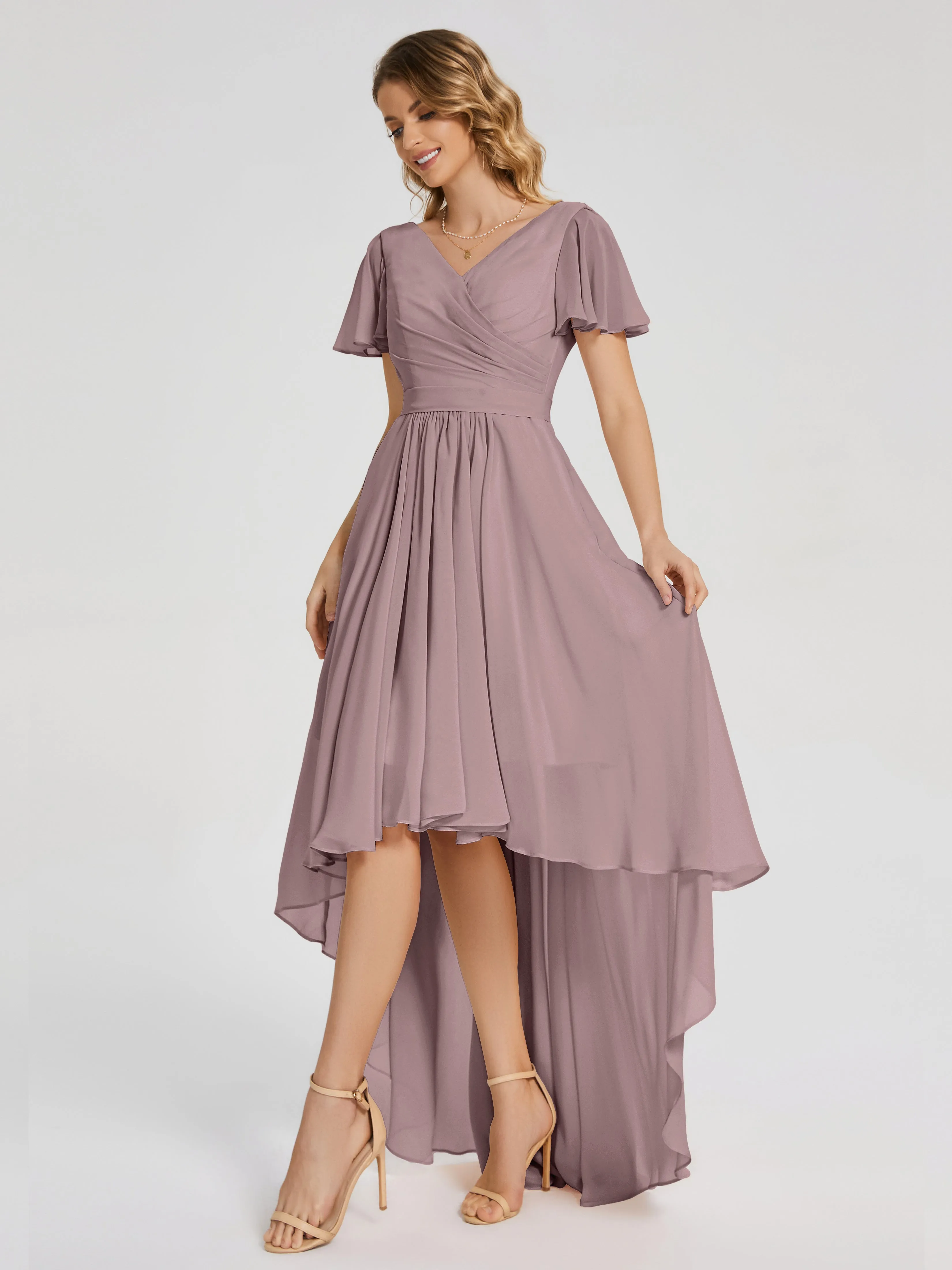 Evangeline Flowy Asymmetrical Chiffon Bridesmaid Dresses