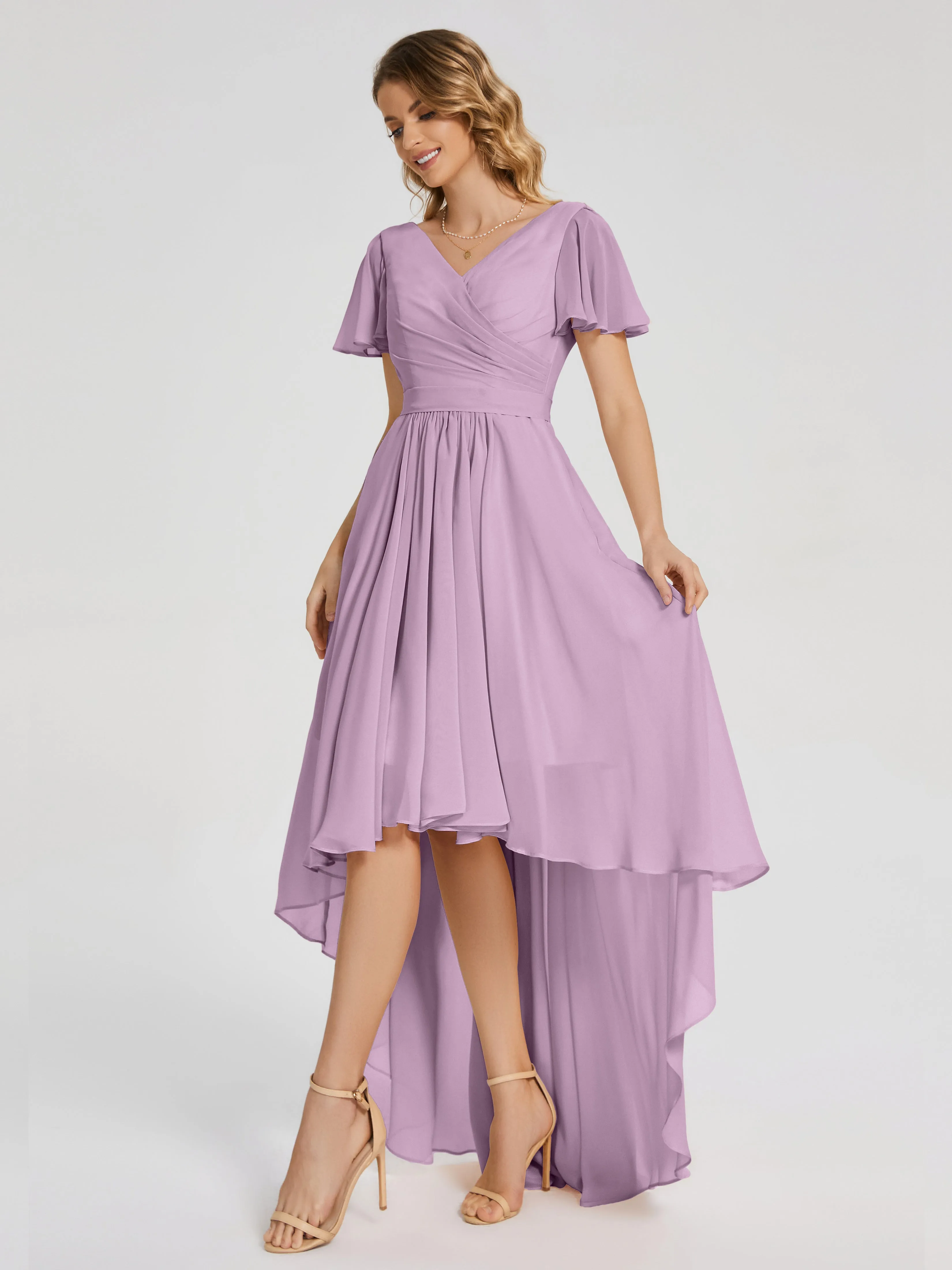 Evangeline Flowy Asymmetrical Chiffon Bridesmaid Dresses