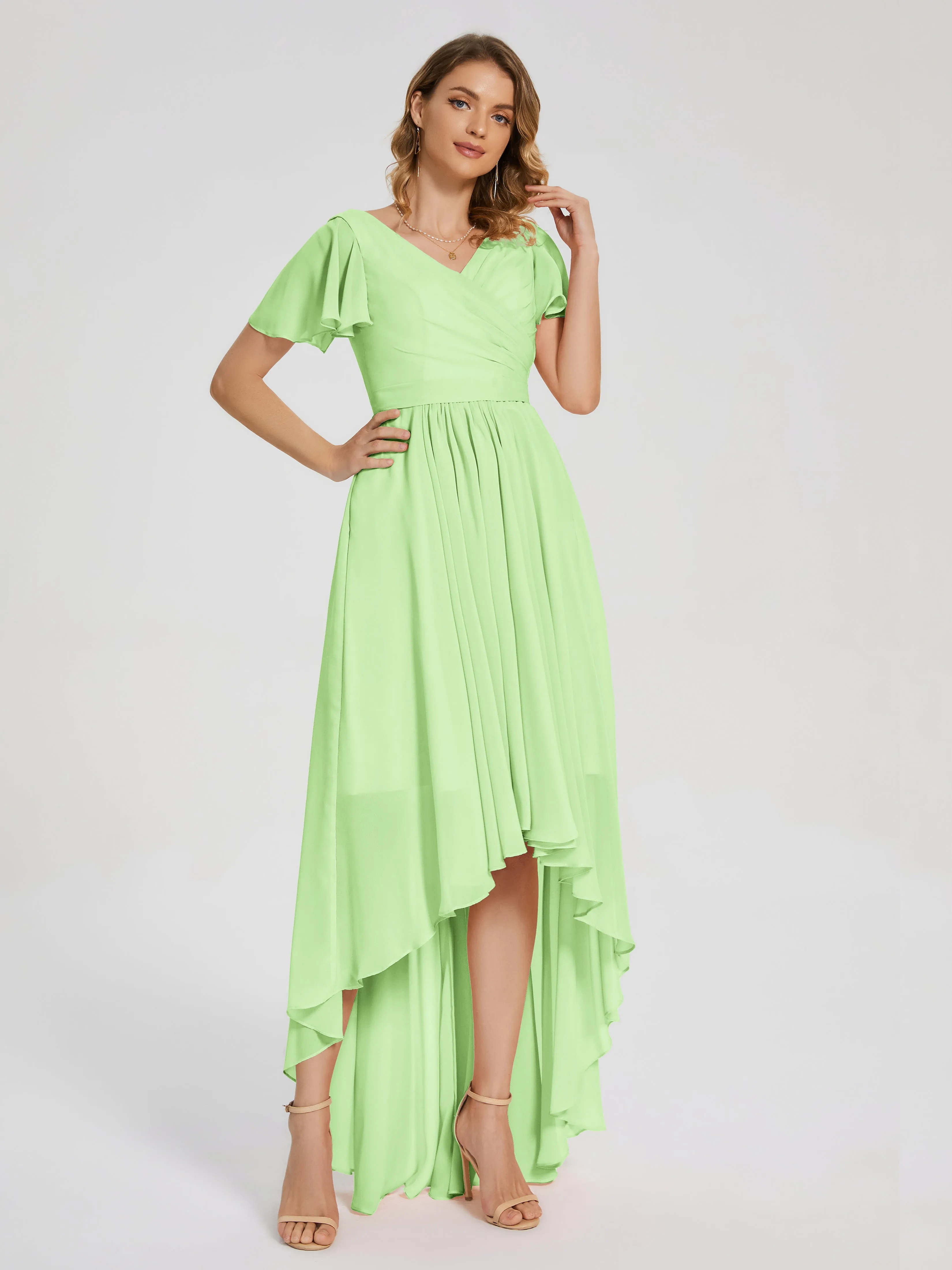 Evangeline Flowy Asymmetrical Chiffon Bridesmaid Dresses