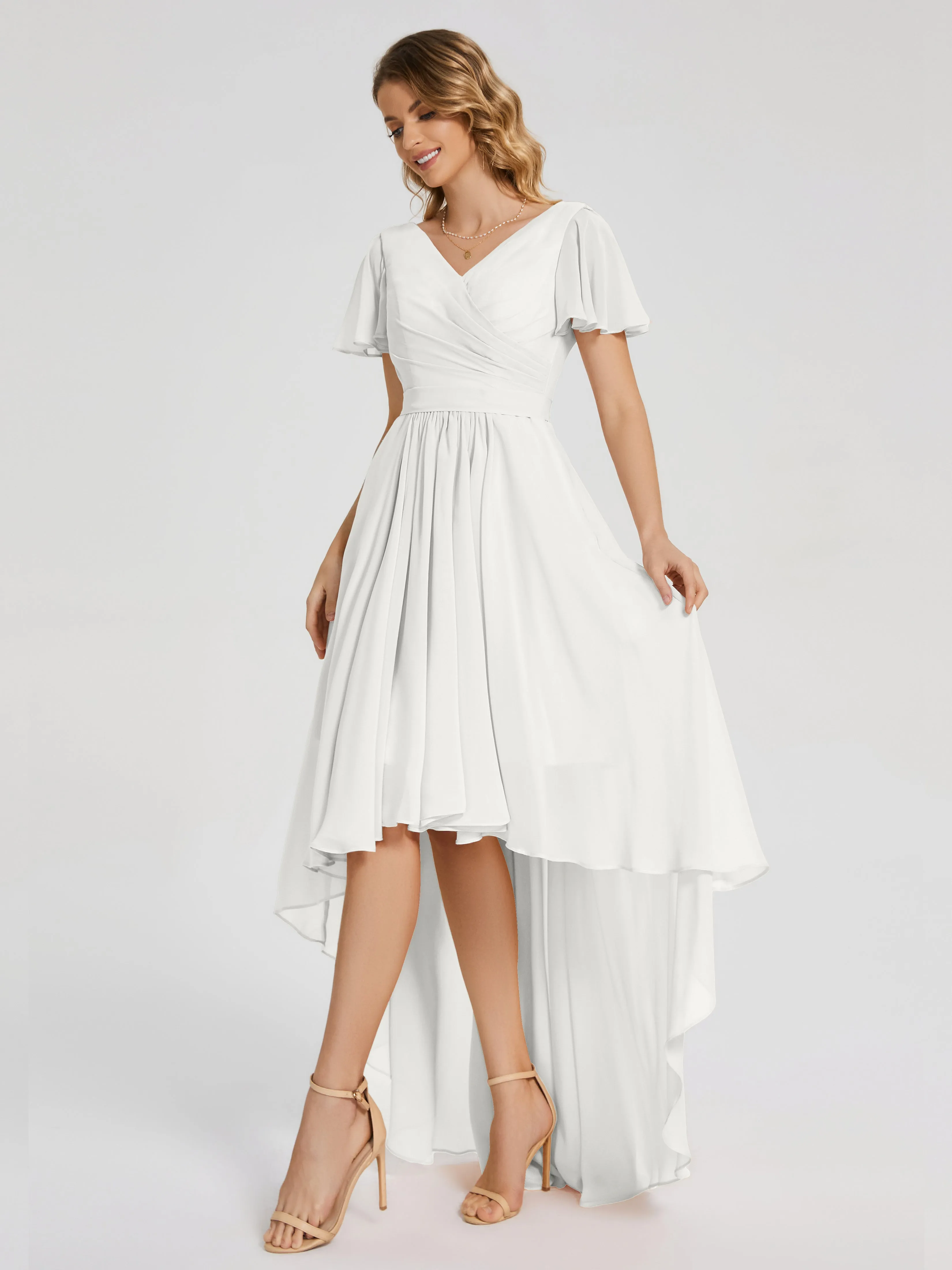 Evangeline Flowy Asymmetrical Chiffon Bridesmaid Dresses