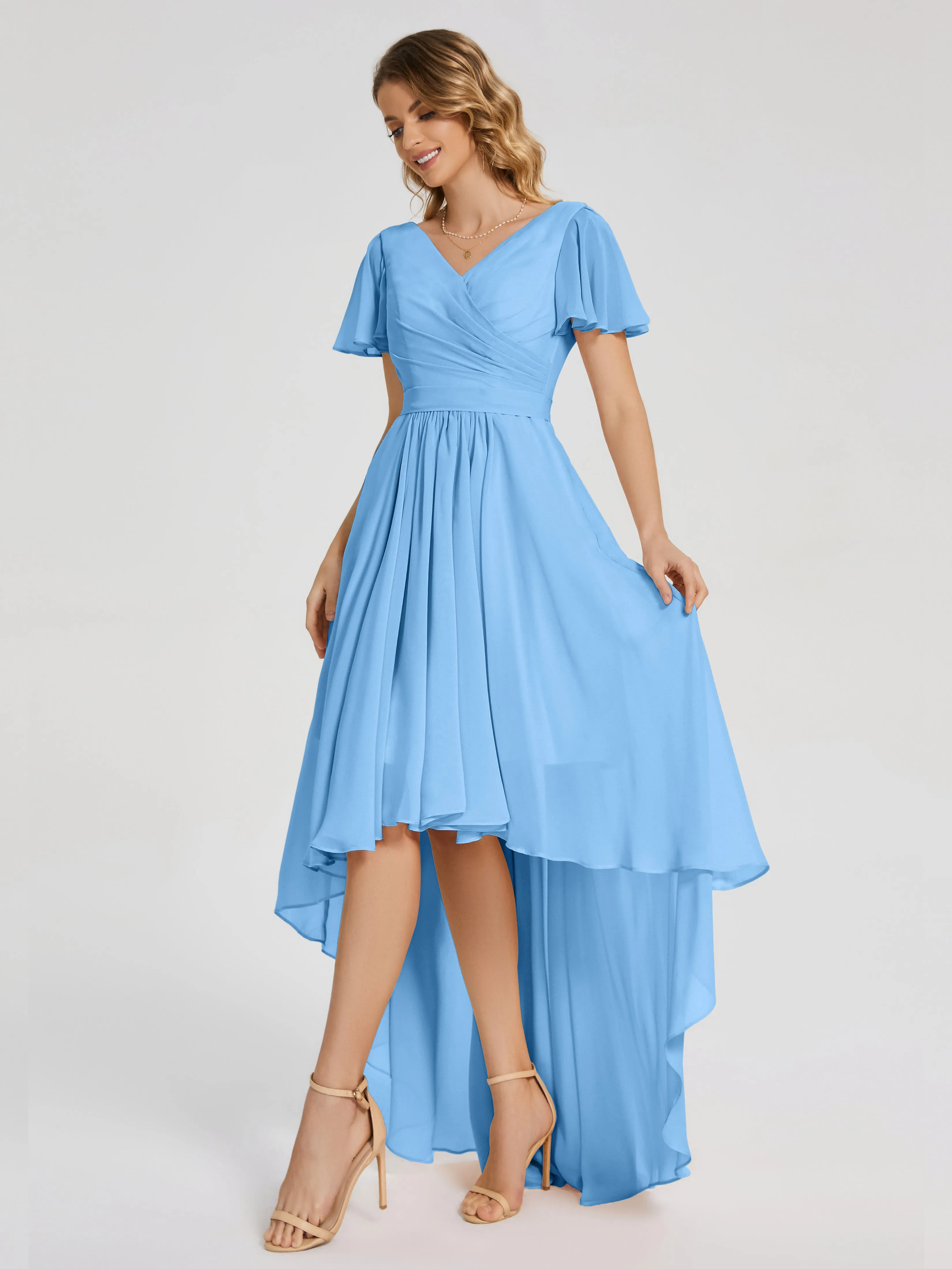 Evangeline Flowy Asymmetrical Chiffon Bridesmaid Dresses