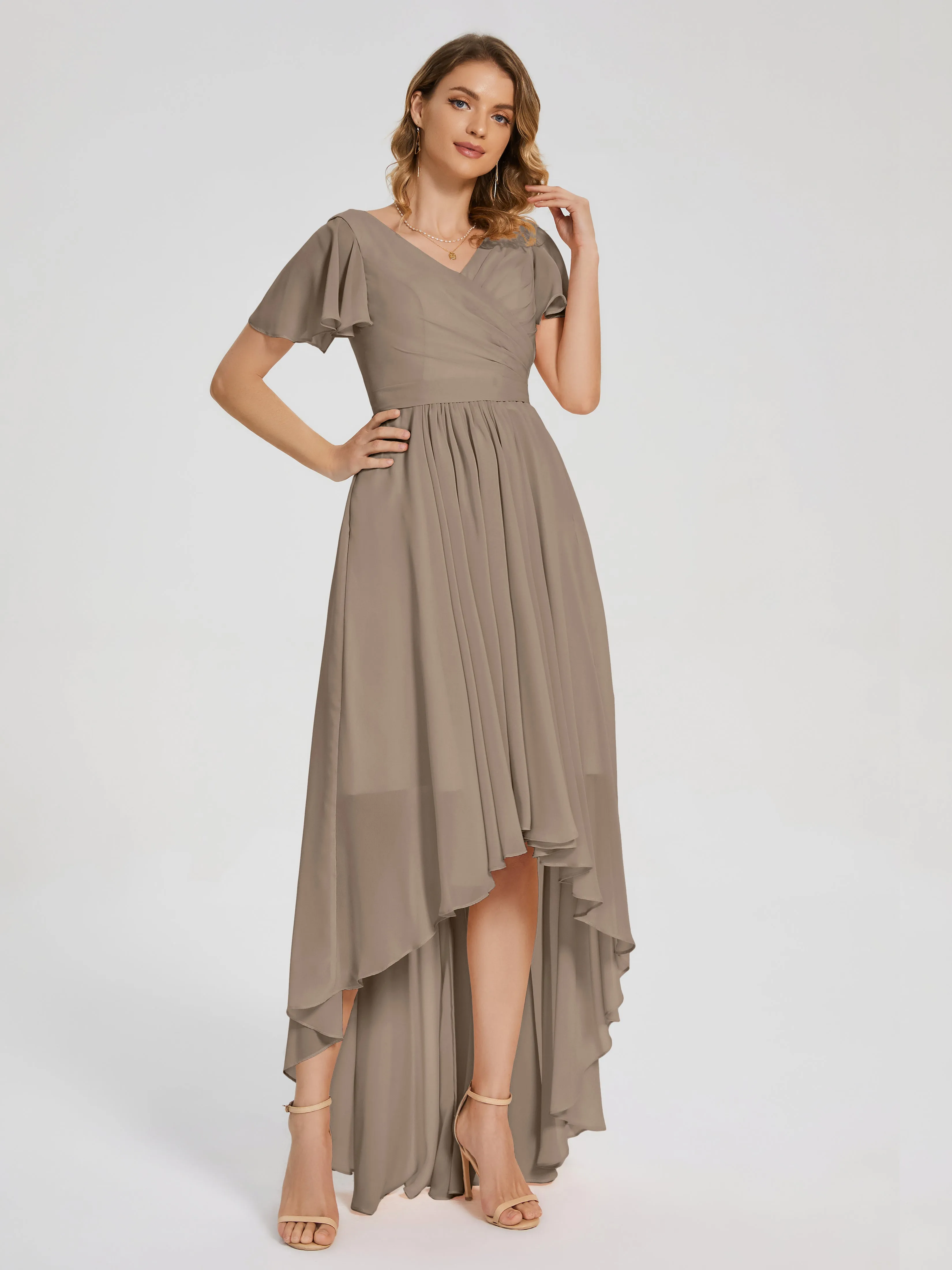 Evangeline Flowy Asymmetrical Chiffon Bridesmaid Dresses